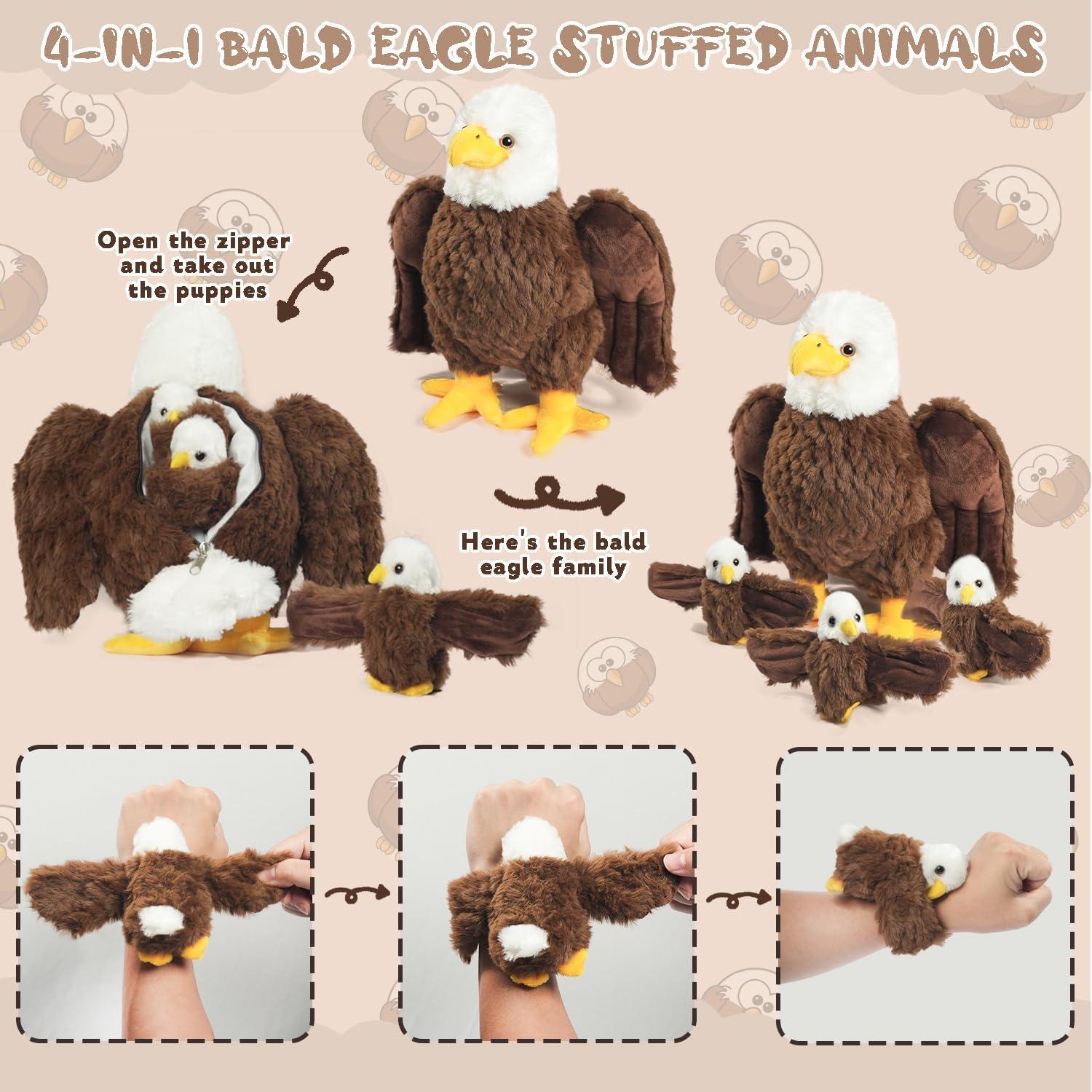 Peluche Águila Calva 4 en 1 con Bebés y Pulseras