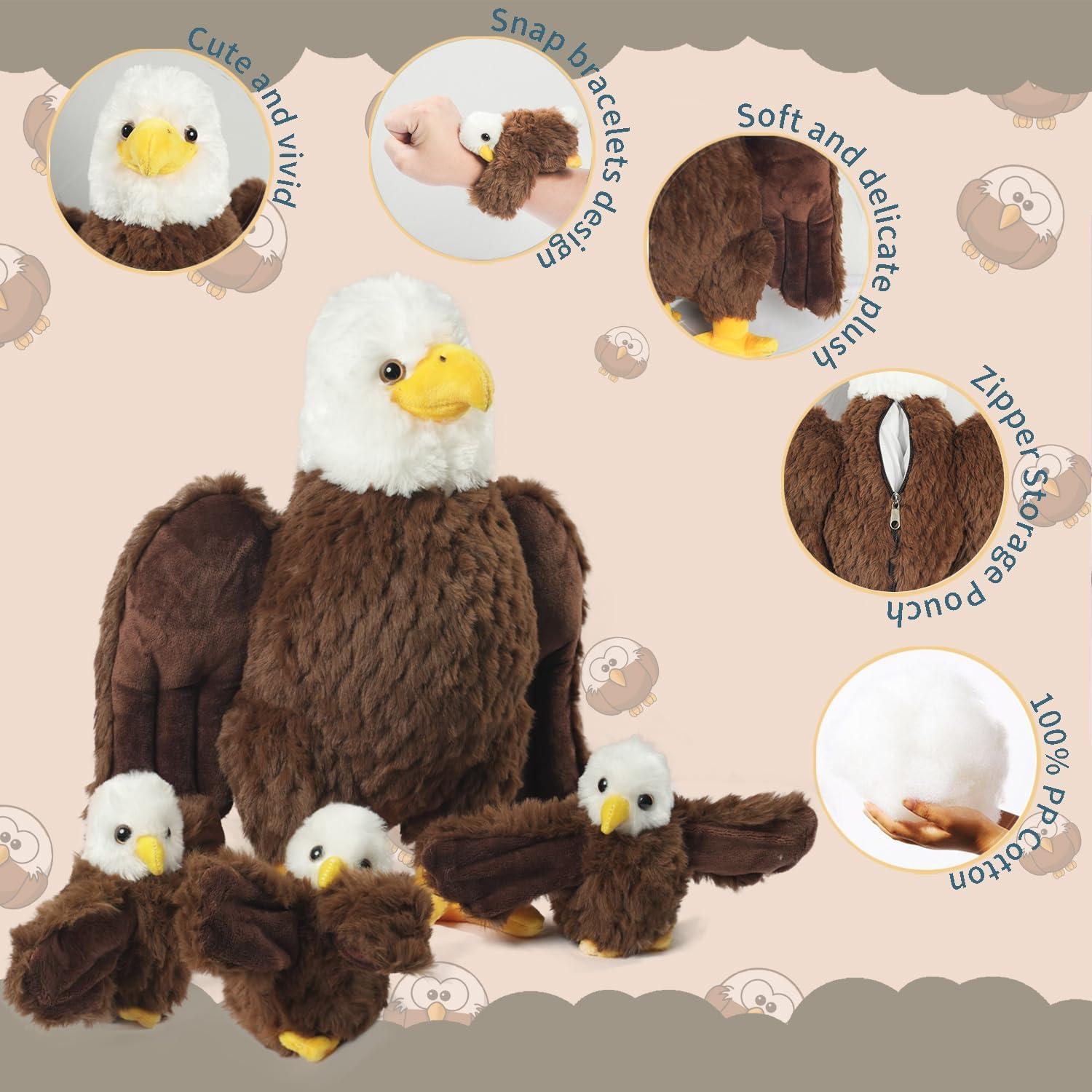 Peluche Águila Calva 4 en 1 con Bebés y Pulseras