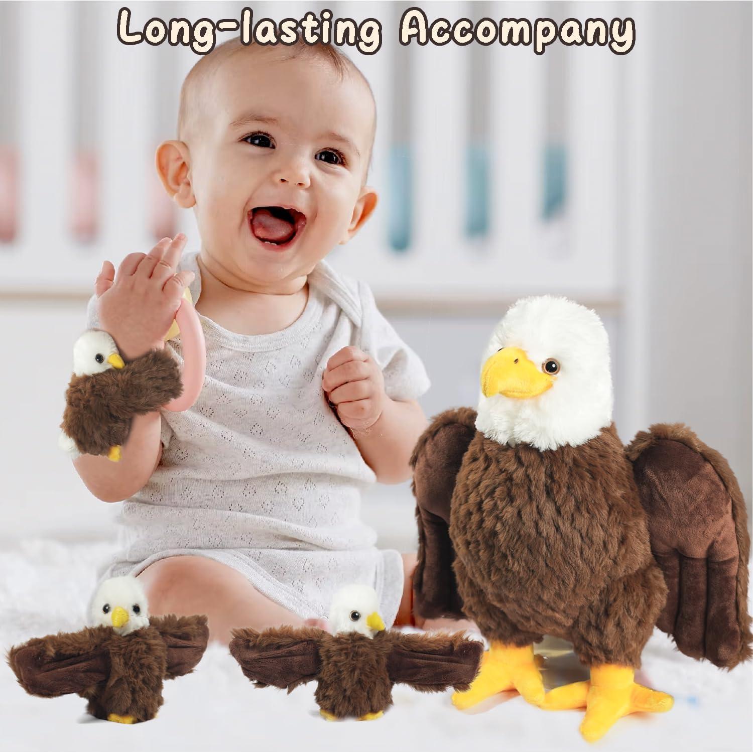 Peluche Águila Calva 4 en 1 con Bebés y Pulseras