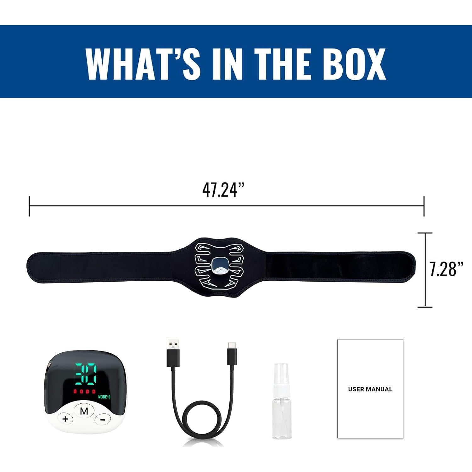 Estimulador de Abs Innocareer EMS Cinturón Eléctrico 119 cm