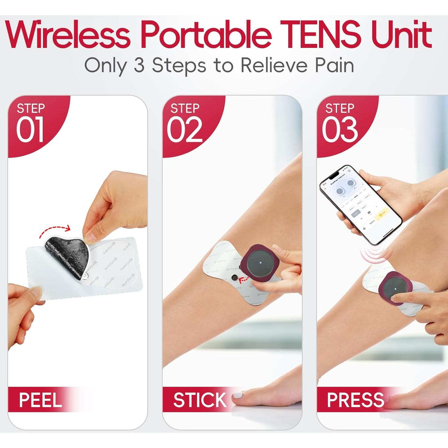 Comfytemp Unidad TENS Inalámbrica para Alivio del Dolor - 30 Modos