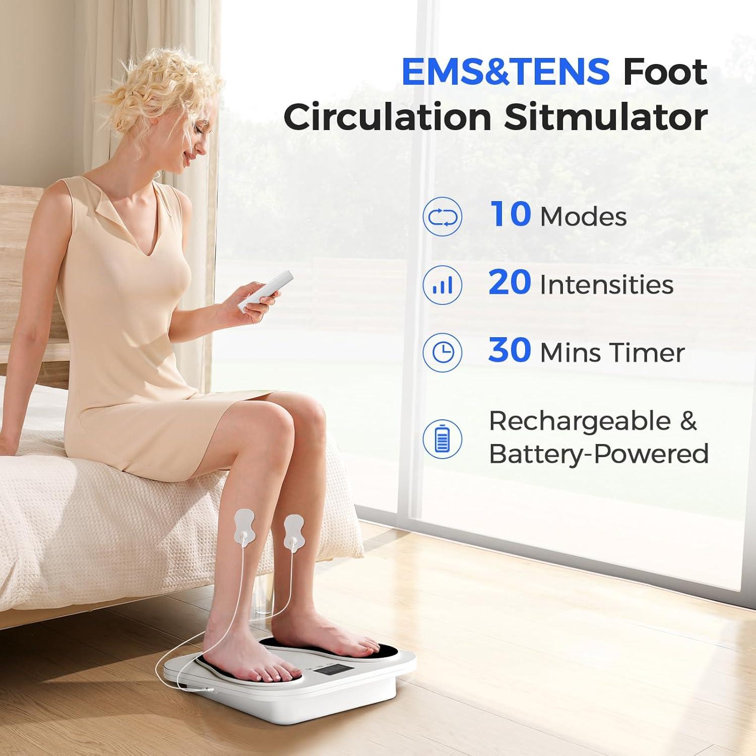 Masajeador de pies EaseZen TENS EMS recargable 10 modos 20 intensidades