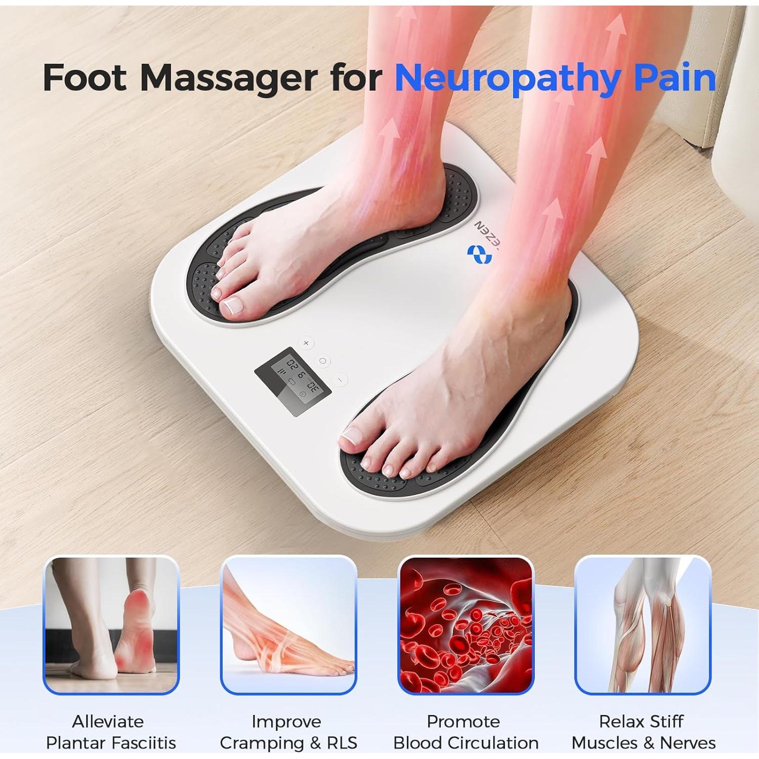 Masajeador de pies EaseZen TENS EMS recargable 10 modos 20 intensidades