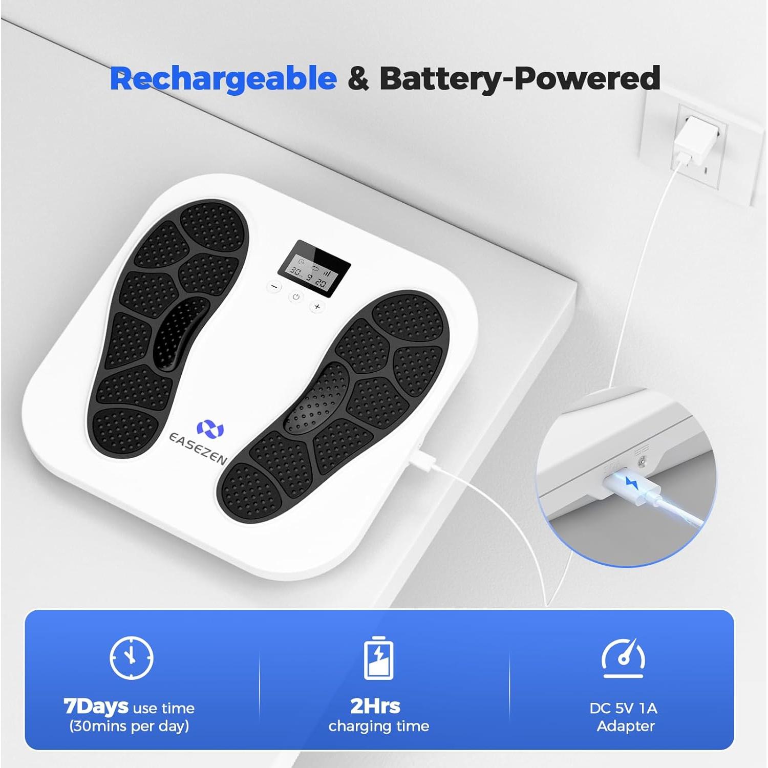 Masajeador de pies EaseZen TENS EMS recargable 10 modos 20 intensidades