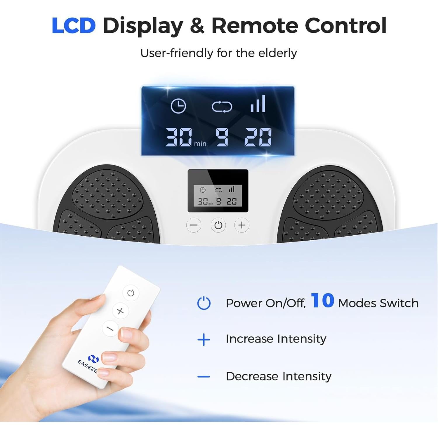 Masajeador de pies EaseZen TENS EMS recargable 10 modos 20 intensidades