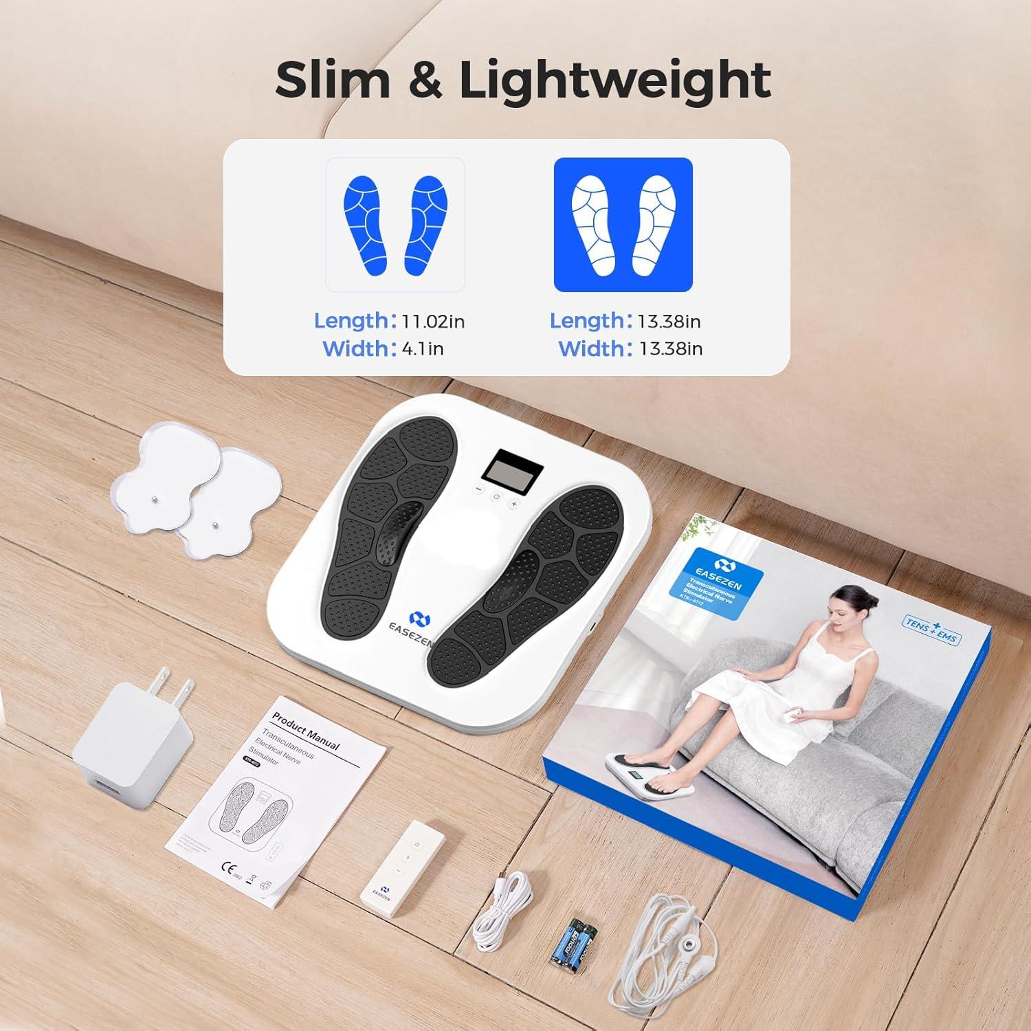 Masajeador de pies EaseZen TENS EMS recargable 10 modos 20 intensidades