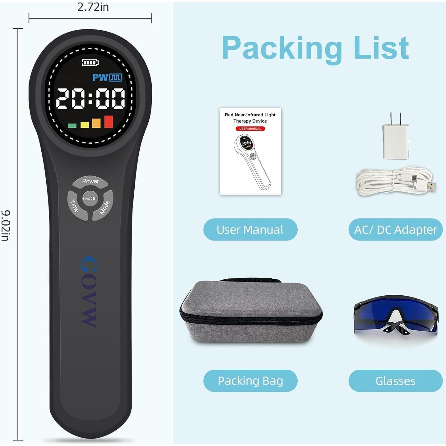 Terapia de Láser Frío GOVW para Mascotas, 3 Longitudes de Onda