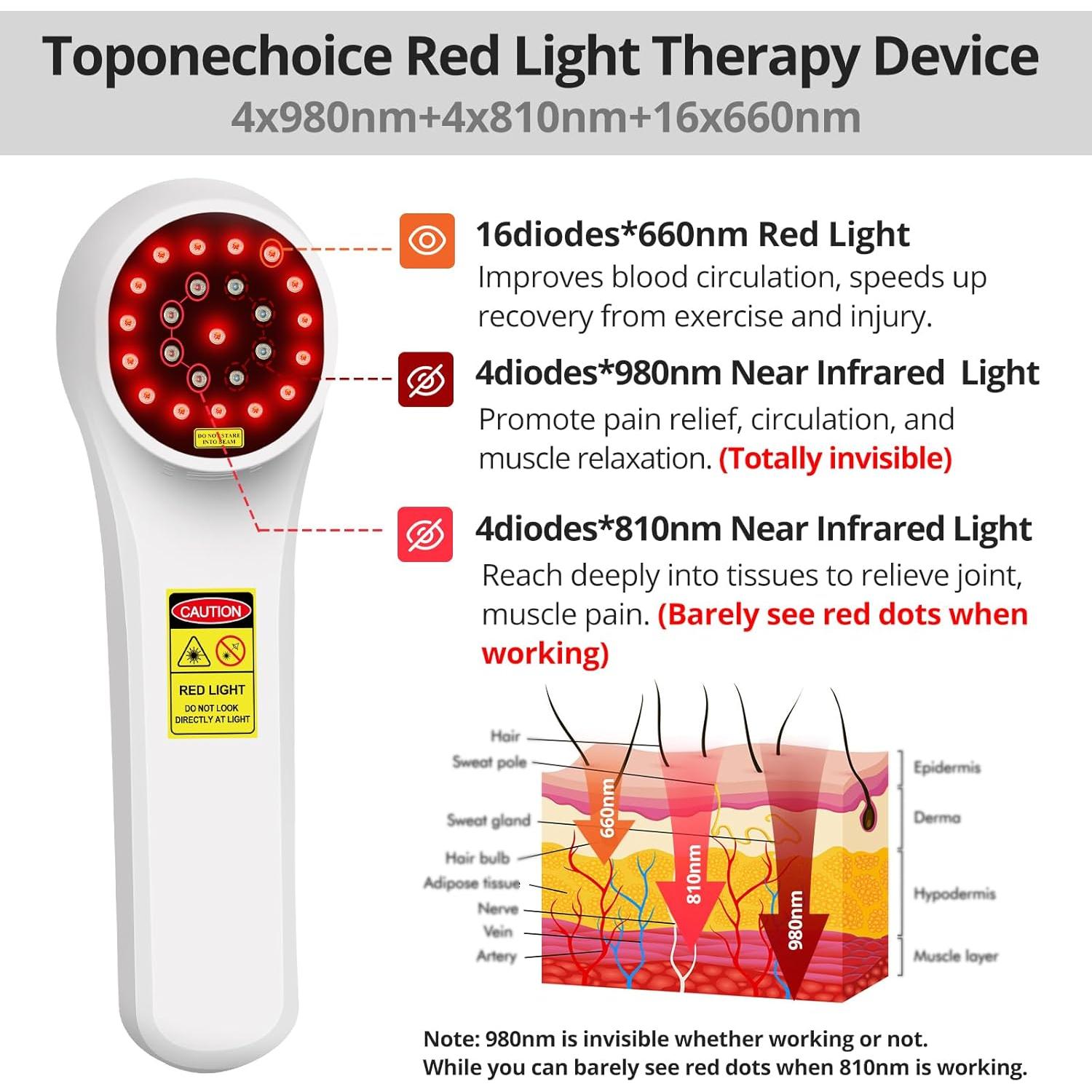 Dispositivo de Terapia de Luz Roja Toponechoice 24 Diodos Alivio Dolor