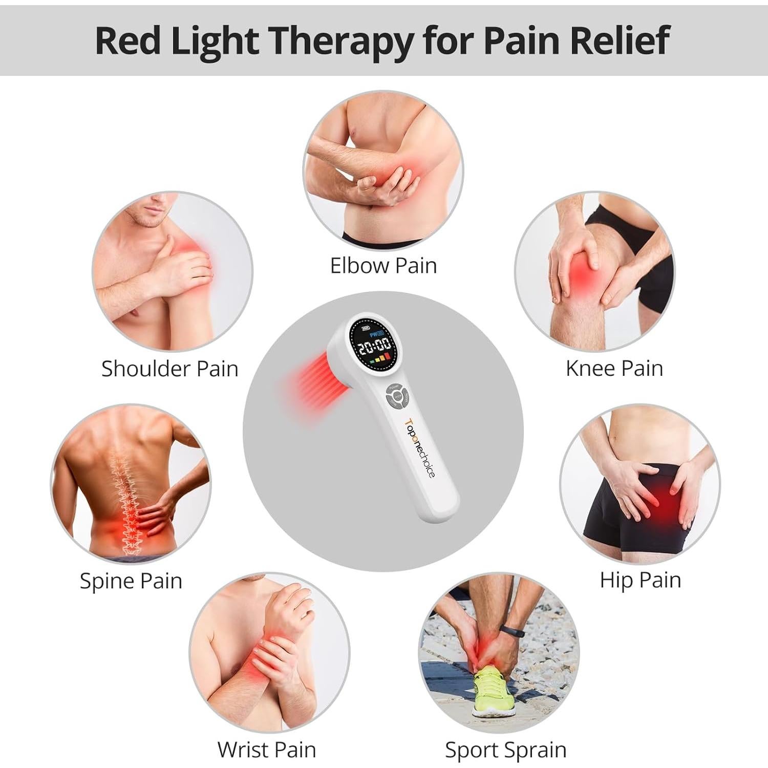 Dispositivo de Terapia de Luz Roja Toponechoice 24 Diodos Alivio Dolor