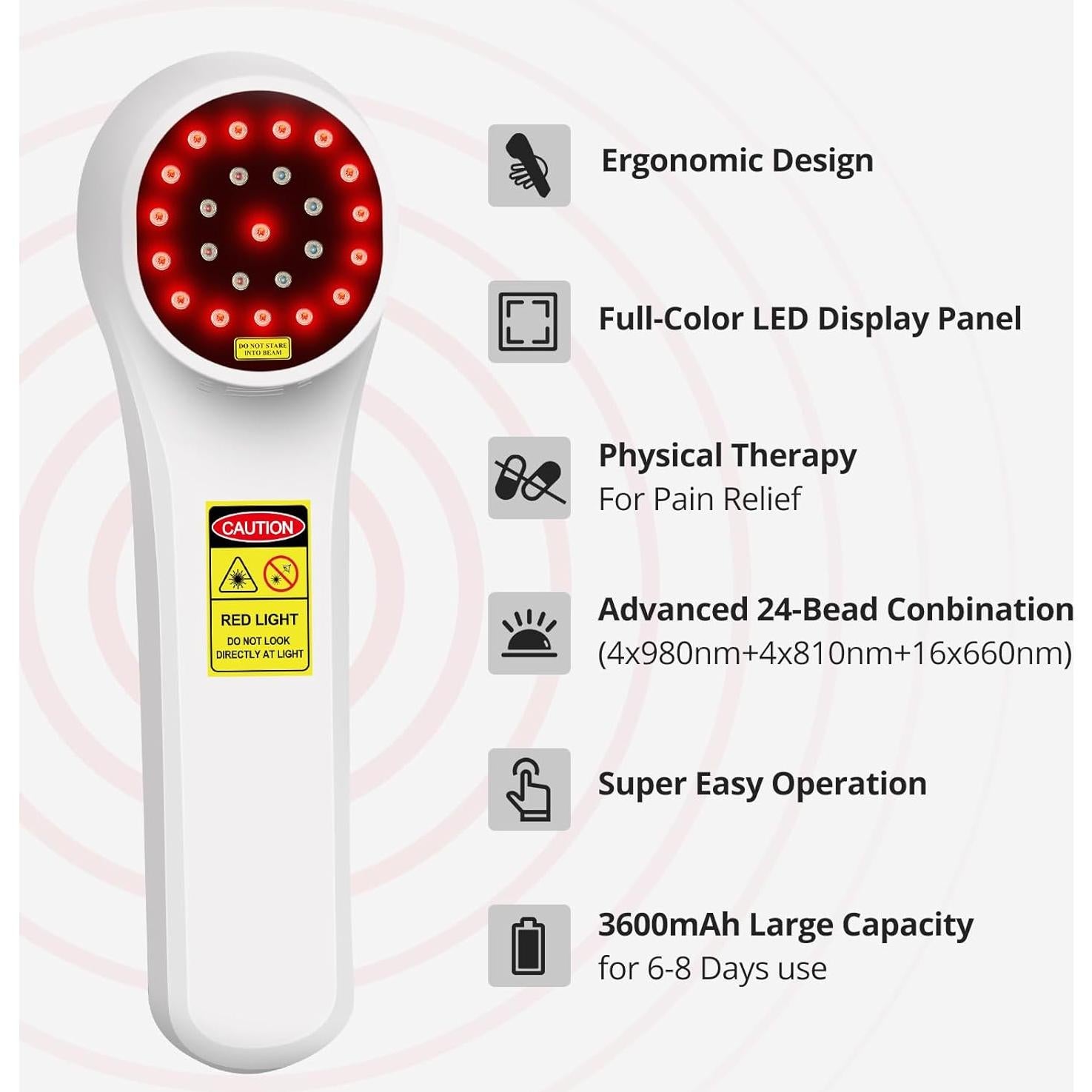 Dispositivo de Terapia de Luz Roja Toponechoice 24 Diodos Alivio Dolor