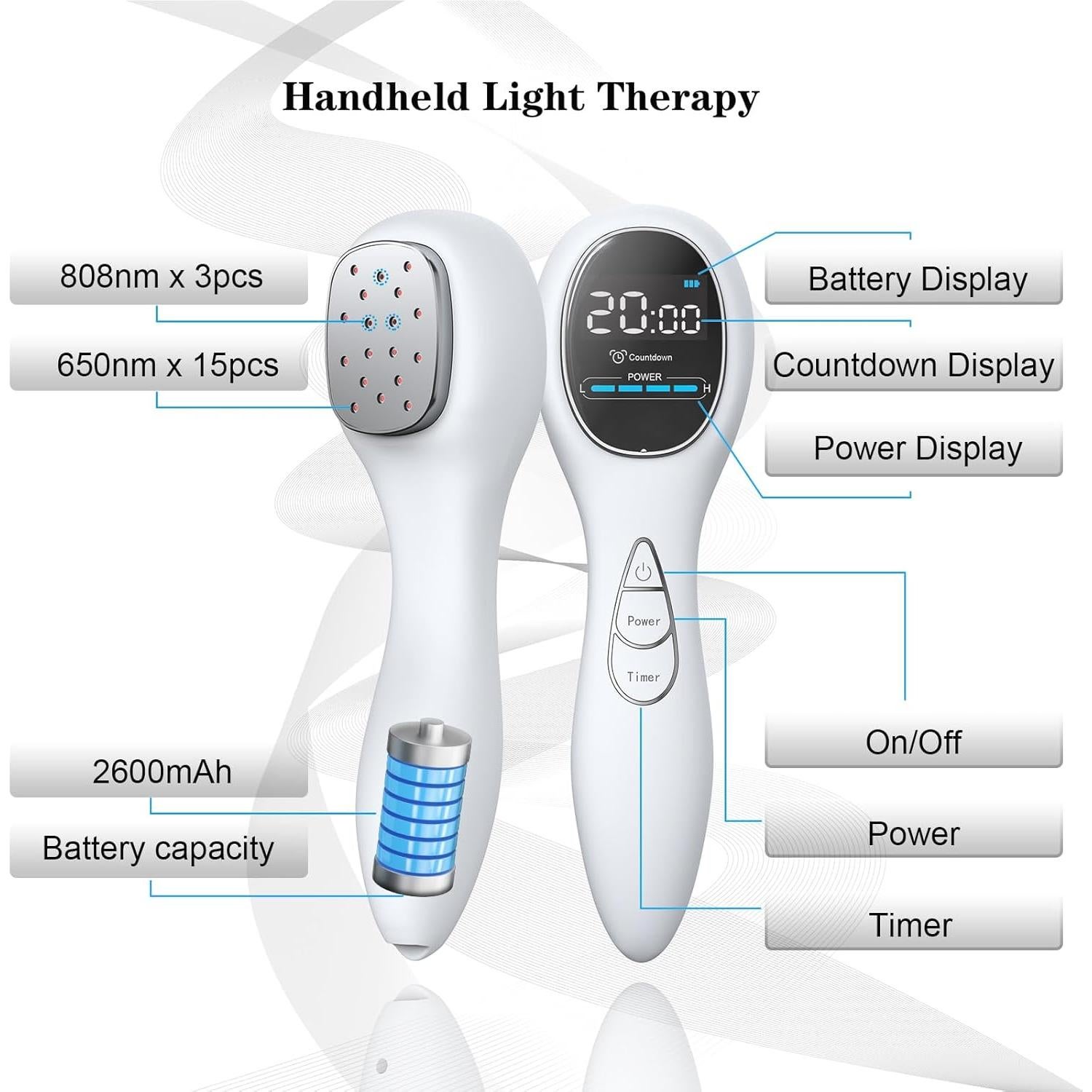 Dispositivo de Terapia de Luz Roja MicroC Tech 15x650nm 3x808nm