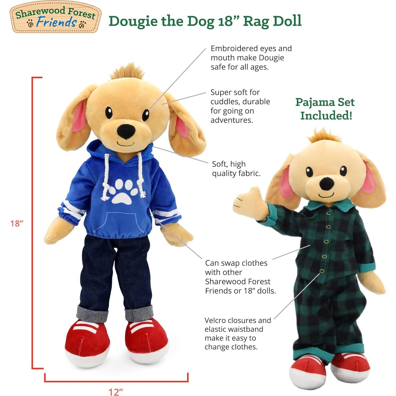 Muñeca de Peluche Plushible Dougie 45 cm con Ropa