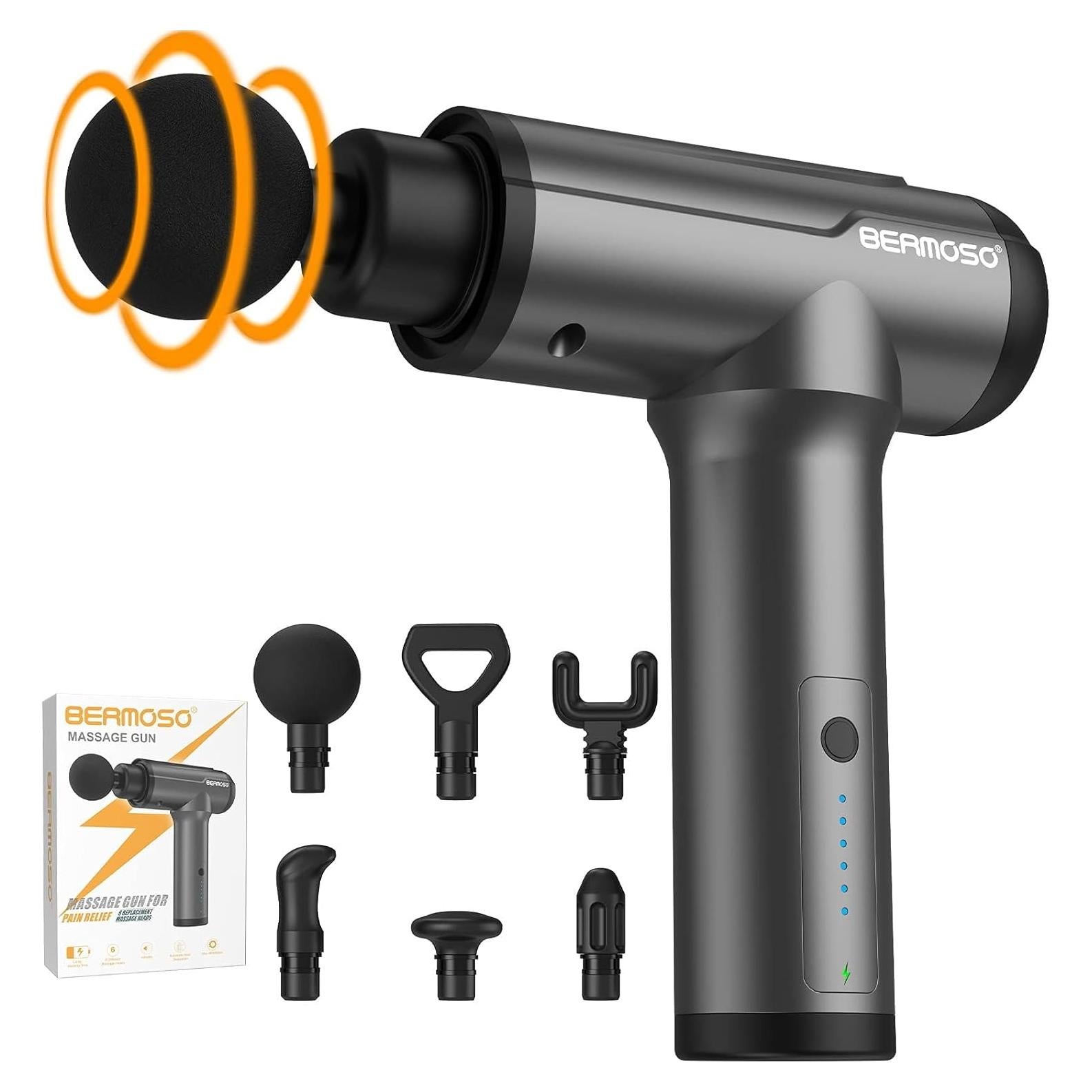 Pistola de Masaje de Percusión Bermoso con 6 Cabezas - Alivio Muscular