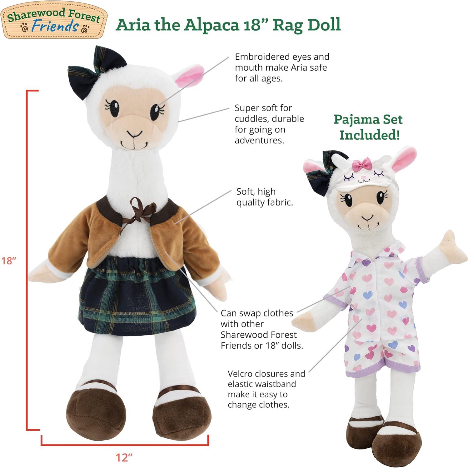 Muñeca de Peluche Suave Alpaca Plushible 45 cm con Ropa