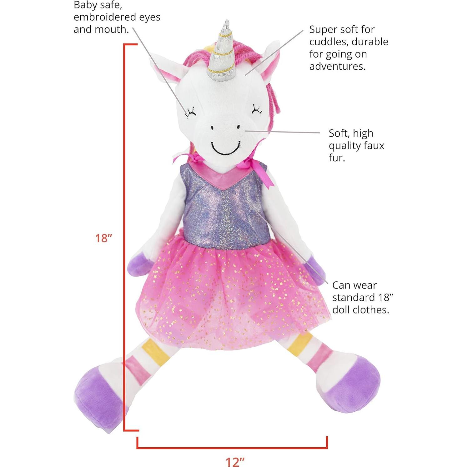 Muñeca de Peluche Unicornio Plushible 45 cm Suave con Ropa