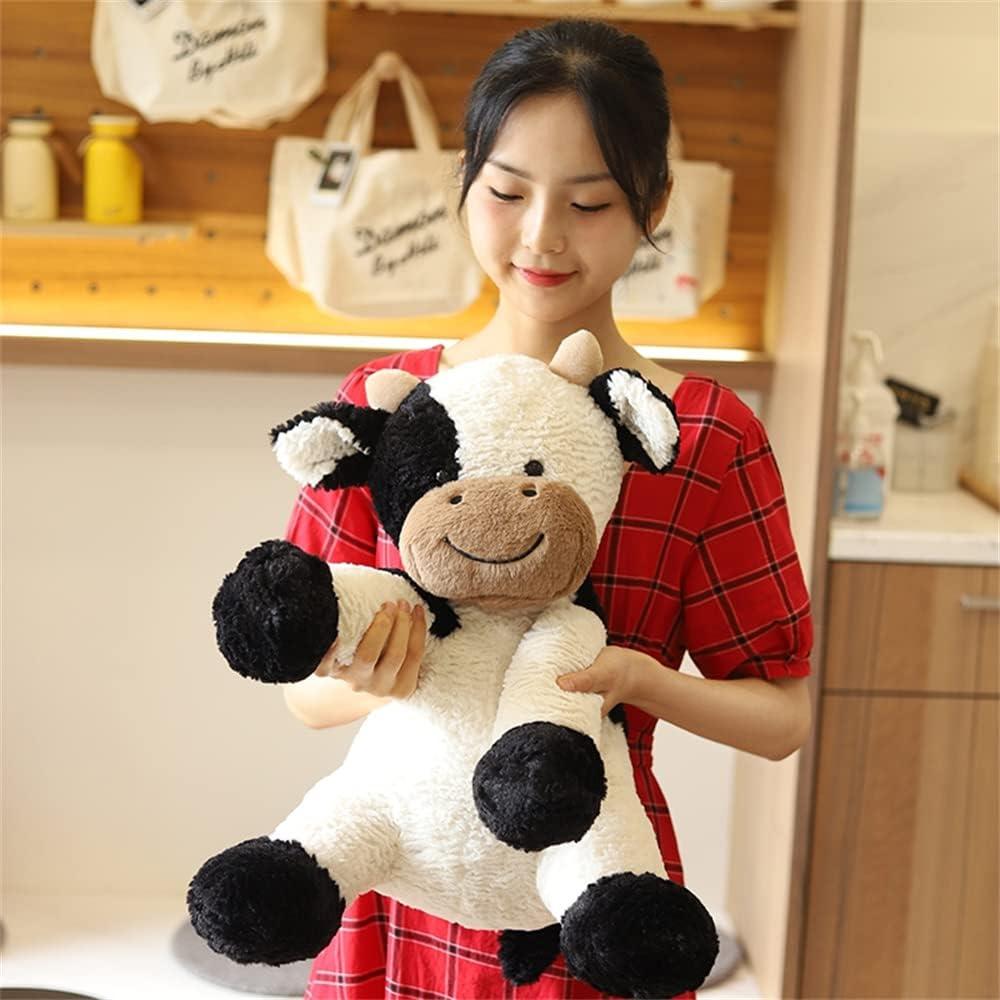 Juguete de Peluche Pangcangshu Buey 70cm Suave Blanco y Negro