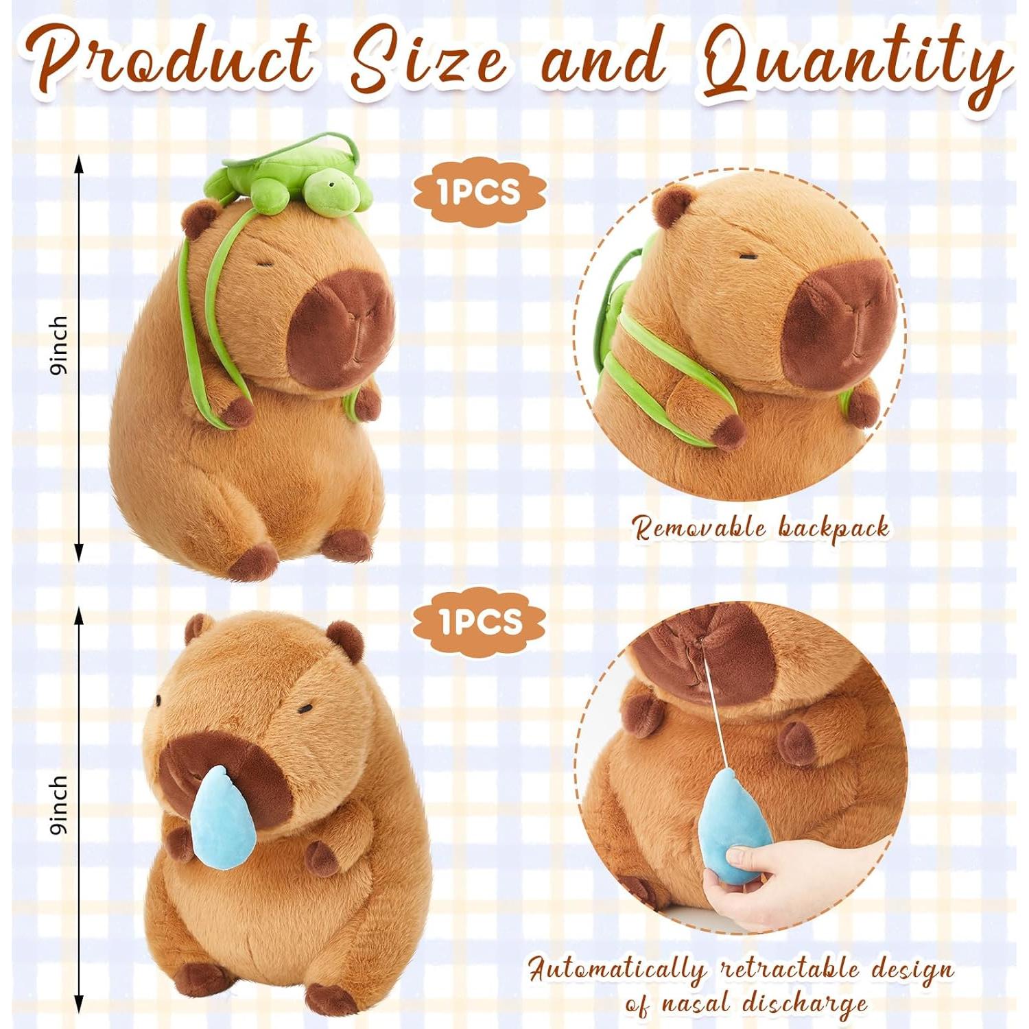 2 Pcs Peluches Capibara Simgoing 23 cm Suaves y Adorables