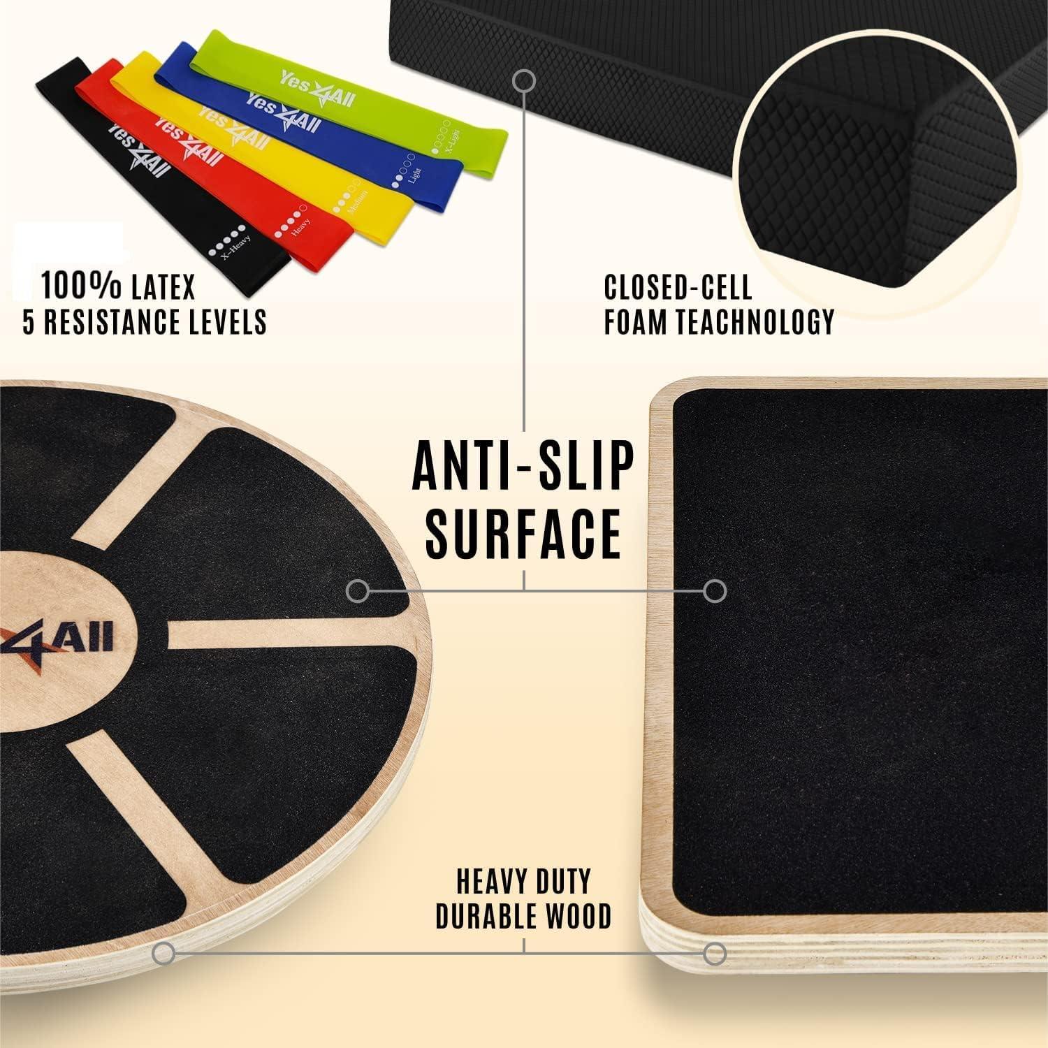 Tabla de Equilibrio de Madera Yes4All 40 cm Antideslizante