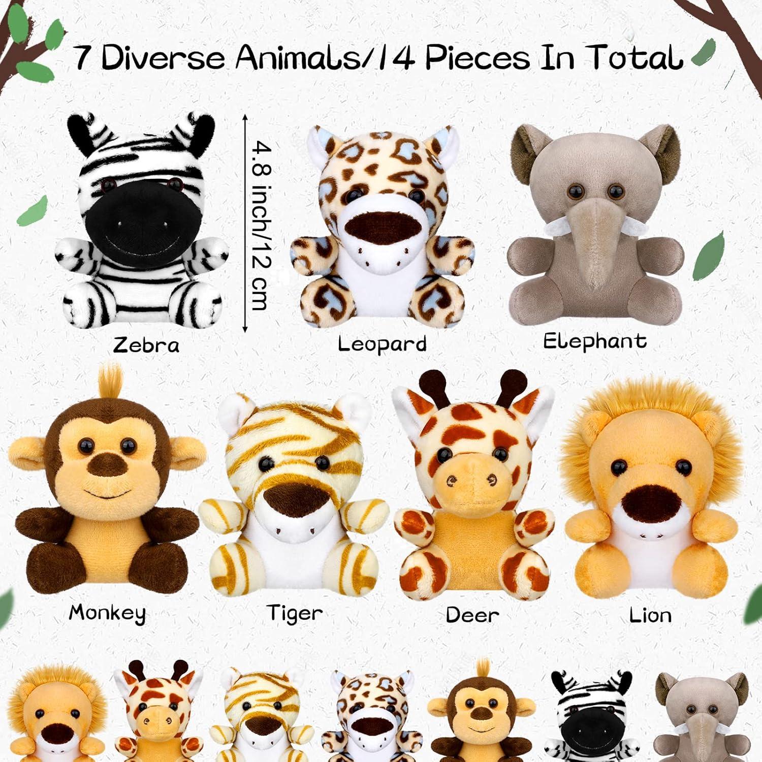Elcoho 14 Piezas Juguetes de Peluche Animales Selva 9.52 cm