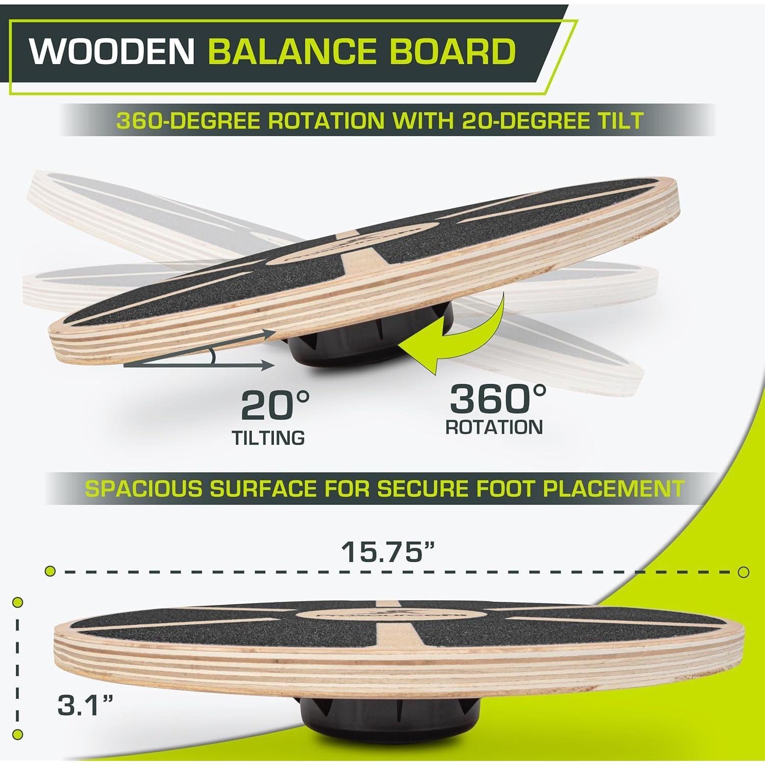 Tabla de Equilibrio ProsourceFit de Madera Antideslizante 39.5cm