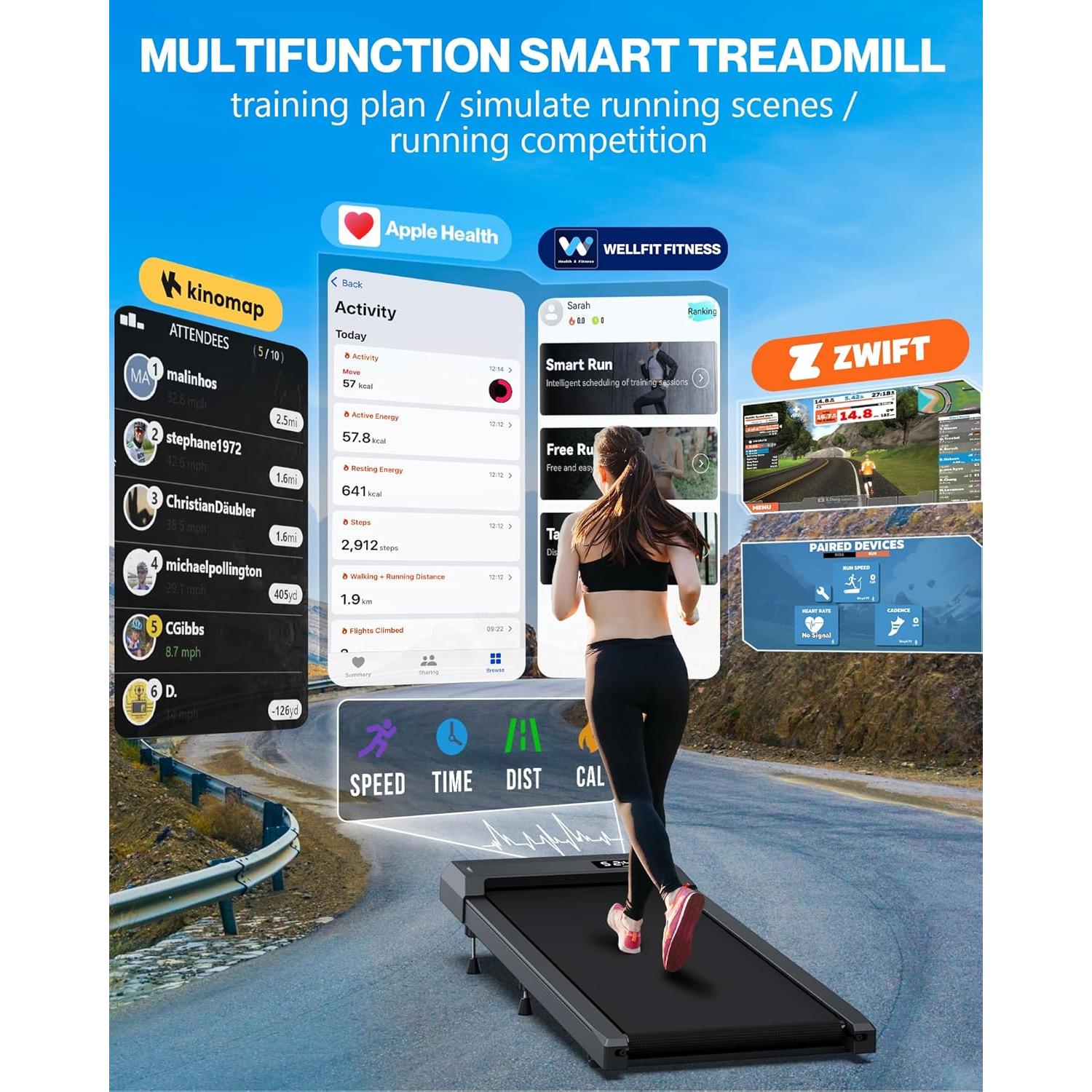 Cinta de Correr Plegable WELLFIT W01-3-SV 10% Inclinación 120kg