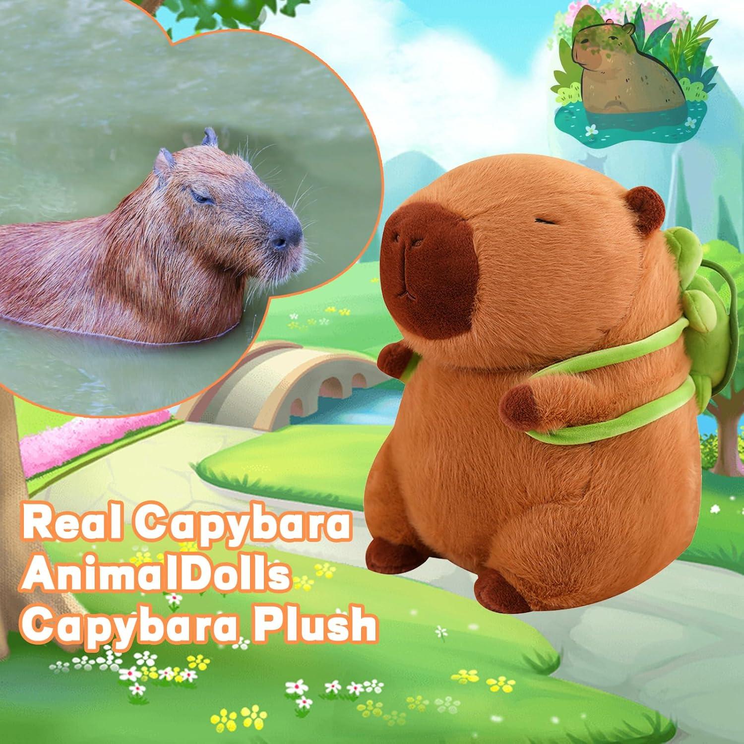 Emoin Peluche Capybara 23 cm con Mochila Tortuga Suave