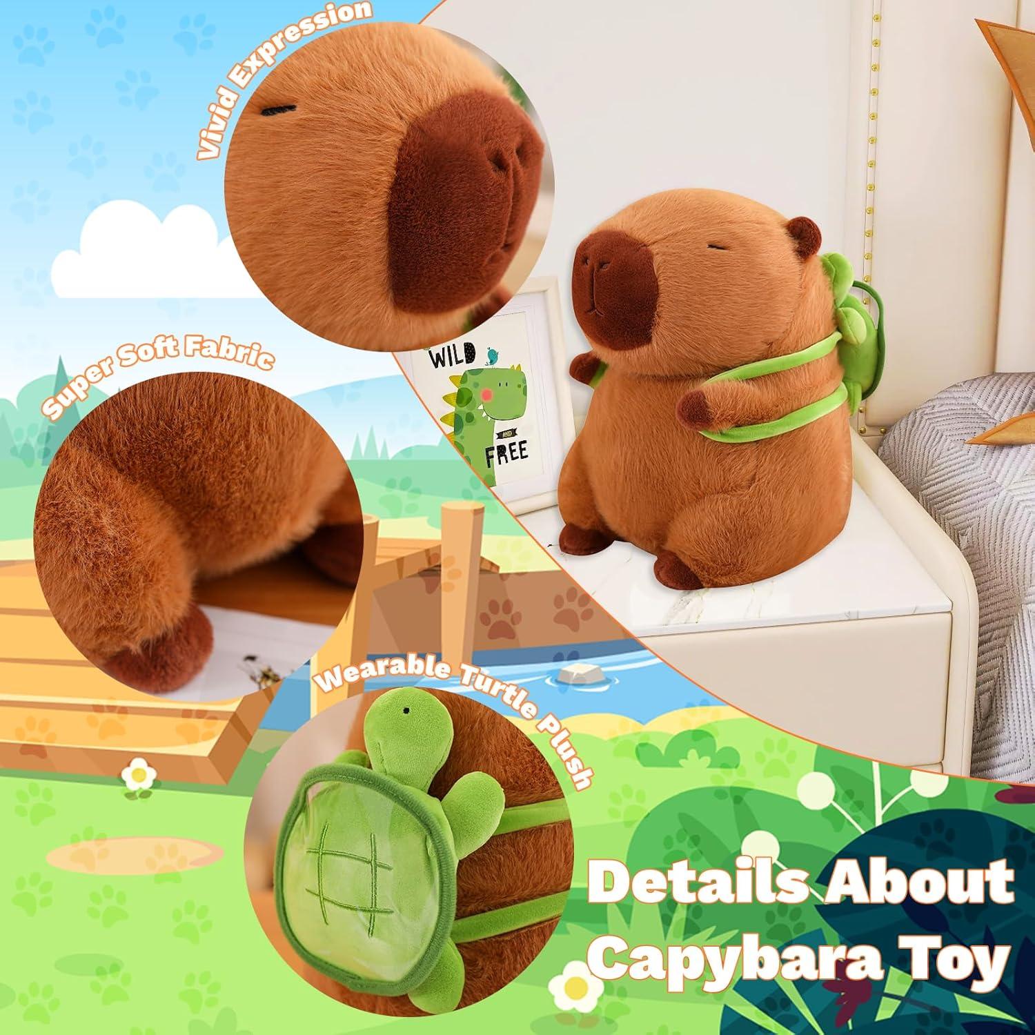 Emoin Peluche Capybara 23 cm con Mochila Tortuga Suave