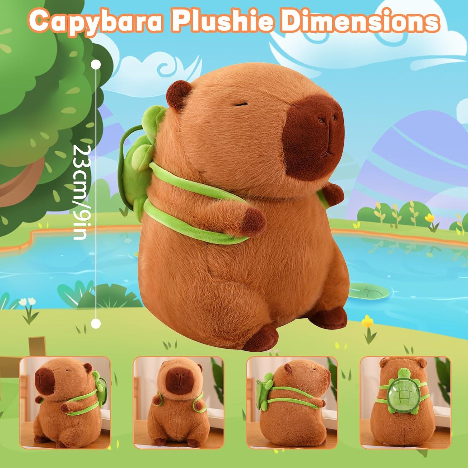 Emoin Peluche Capybara 23 cm con Mochila Tortuga Suave