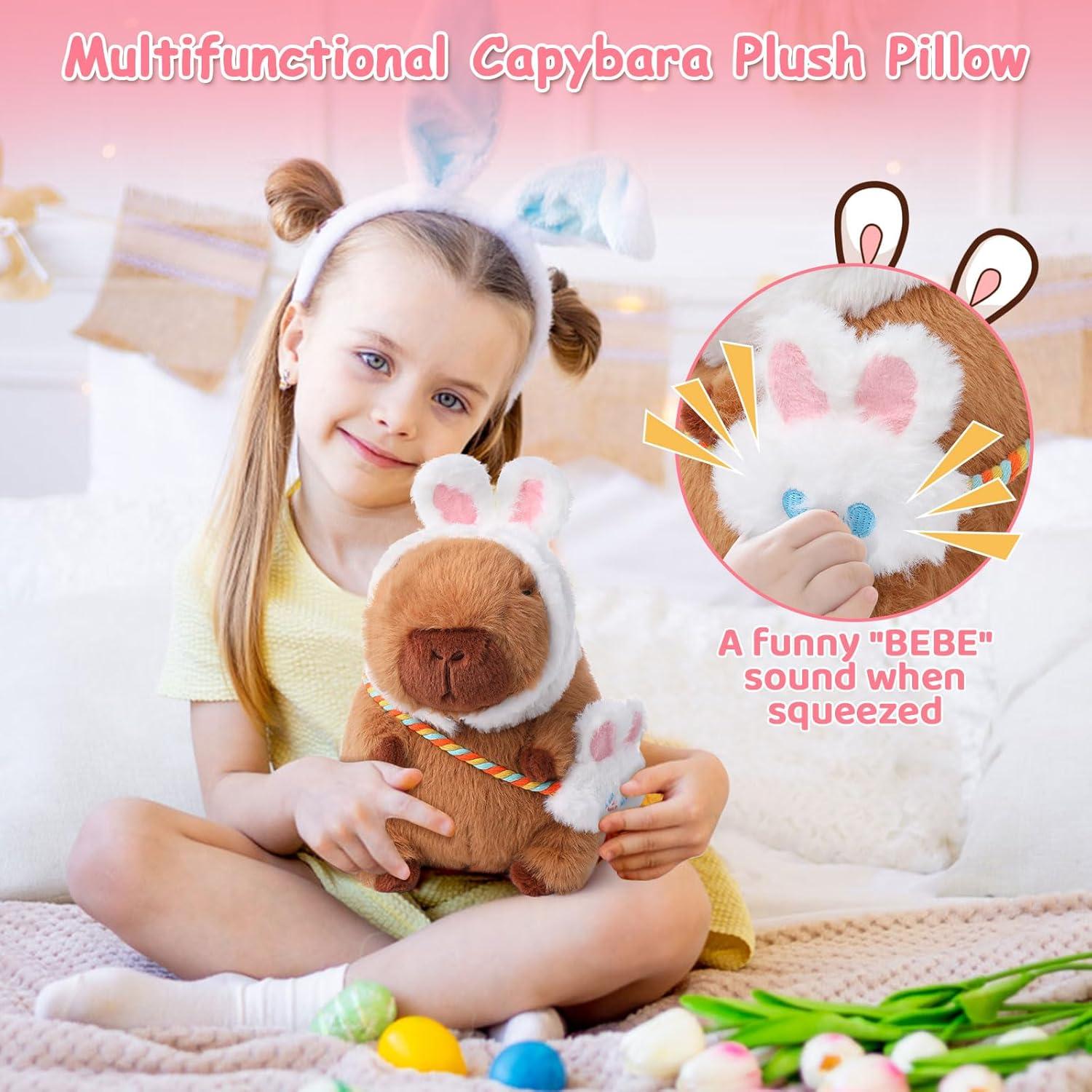 Peluche Capybara Emoin 22.86 cm con Sombrero de Conejo