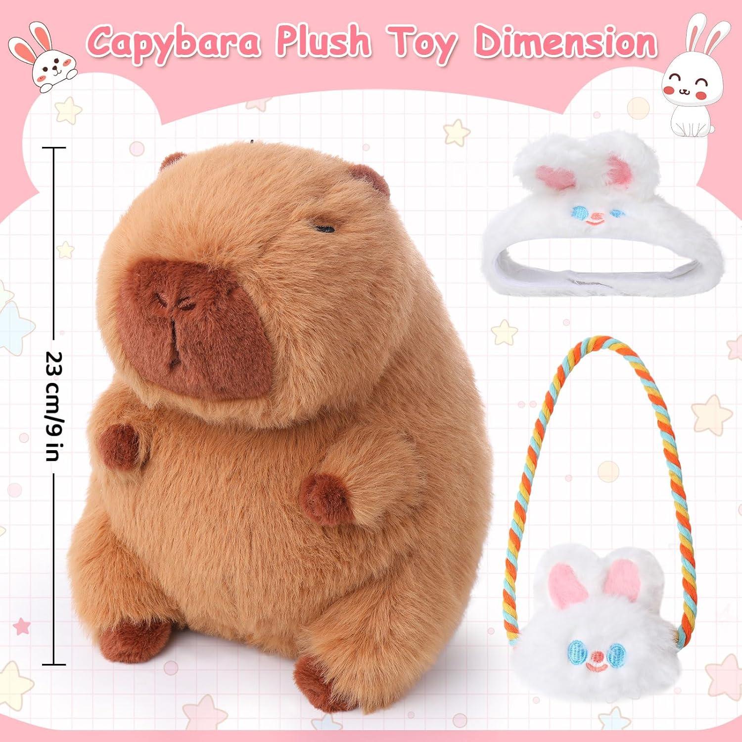 Peluche Capybara Emoin 22.86 cm con Sombrero de Conejo