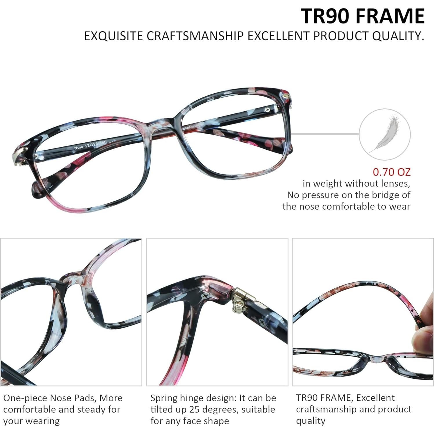 Gafas VisionGlobal anti-fatiga ocular +1.50 rosa cuadradas