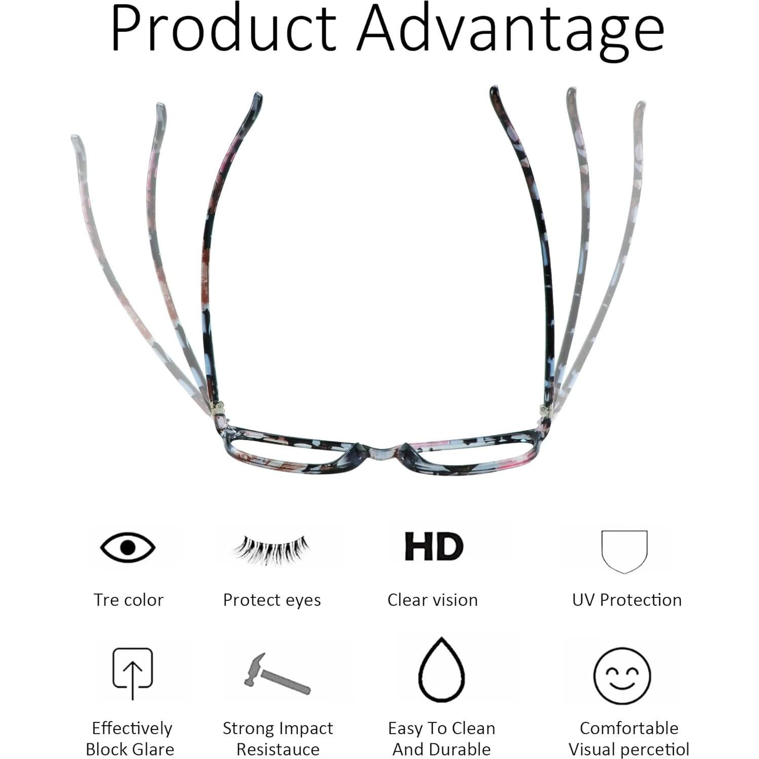 Gafas VisionGlobal anti-fatiga ocular +1.50 rosa cuadradas