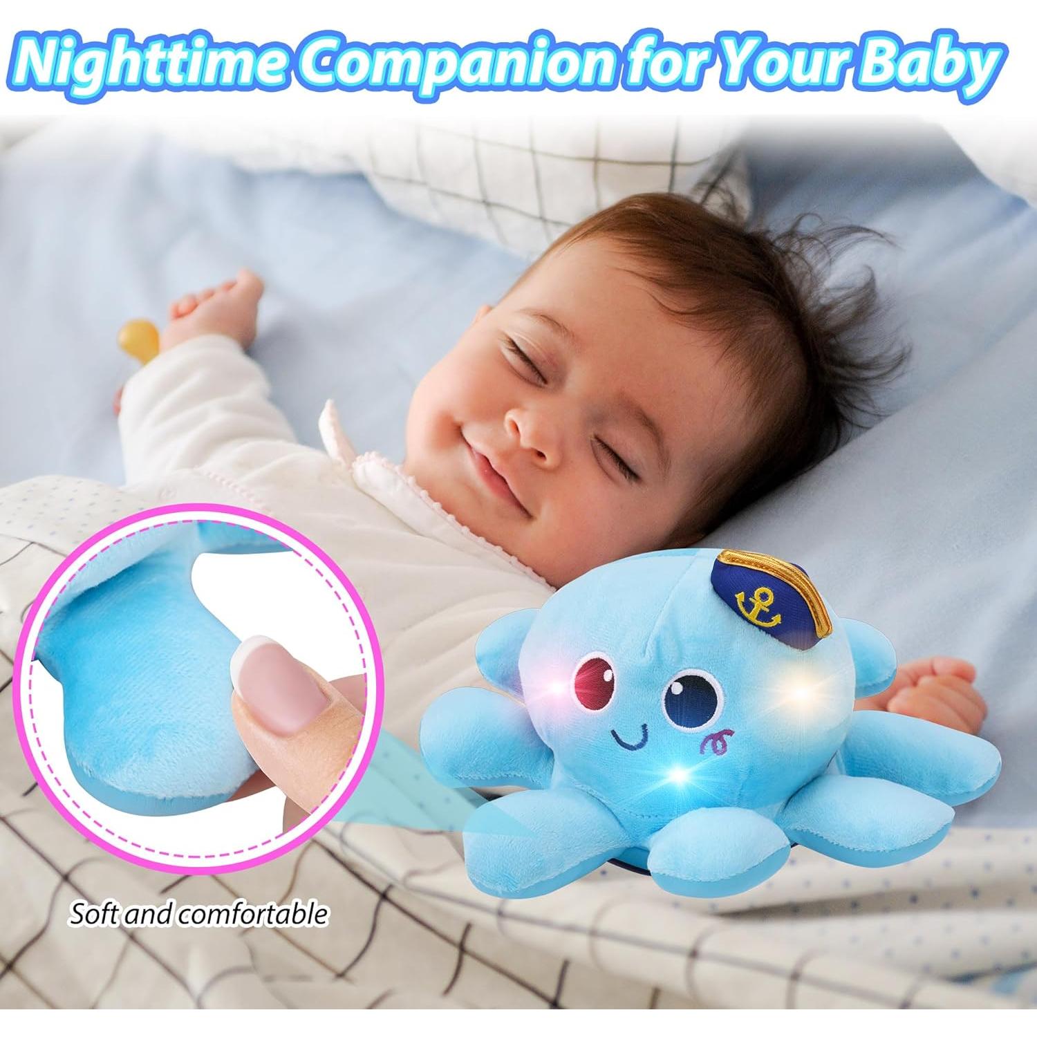 Musical Octopus Baby Toy - Crawling & Rotating Octopus Toy with Recording, Light-Up Voice Control, Clap Hands Awake for 2-6 Year Old Boys and Girls, Tummy Time Sensory Toy