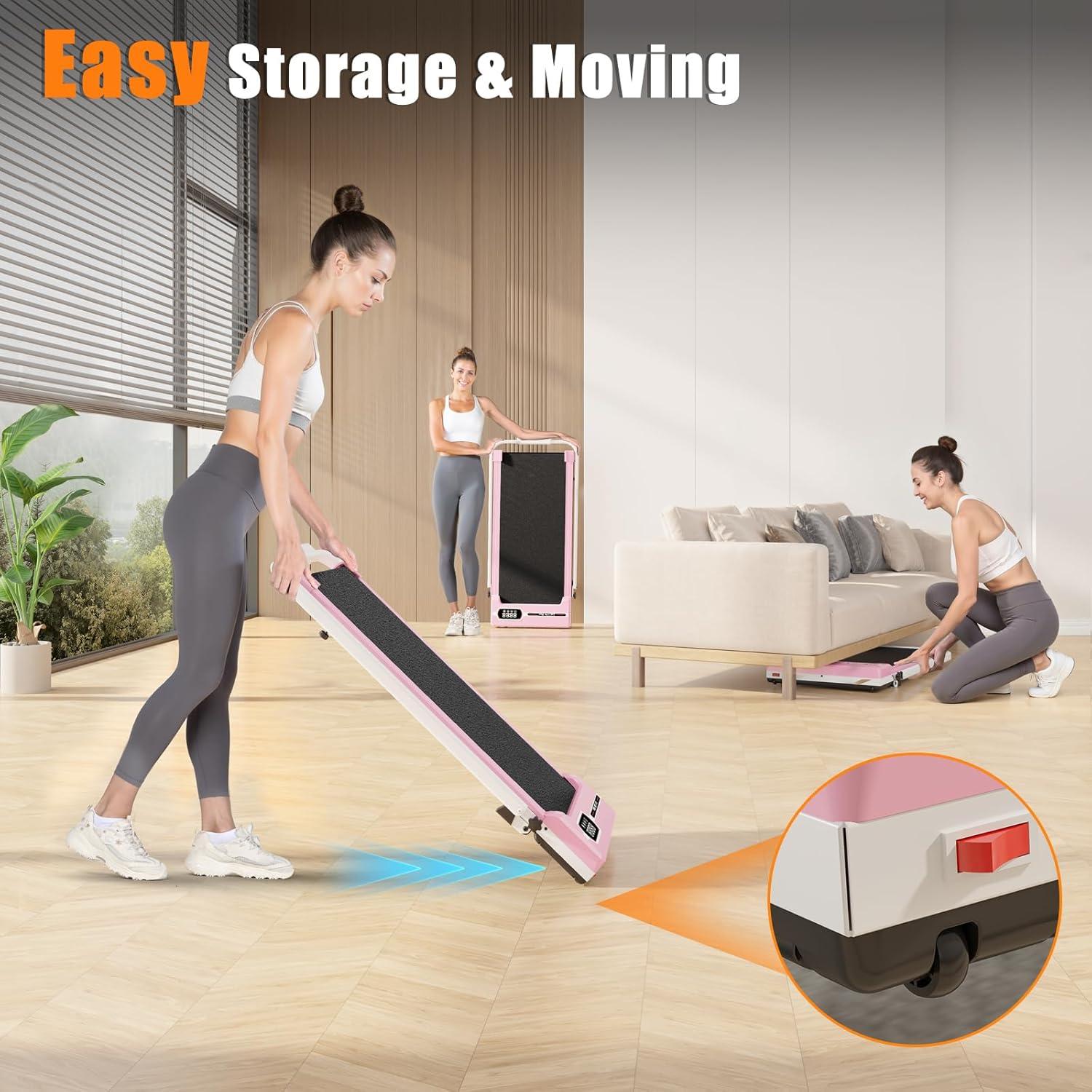 Caminadora Plegable HOMEFITNESSCODE T1FS Rosa Inclinada 5%