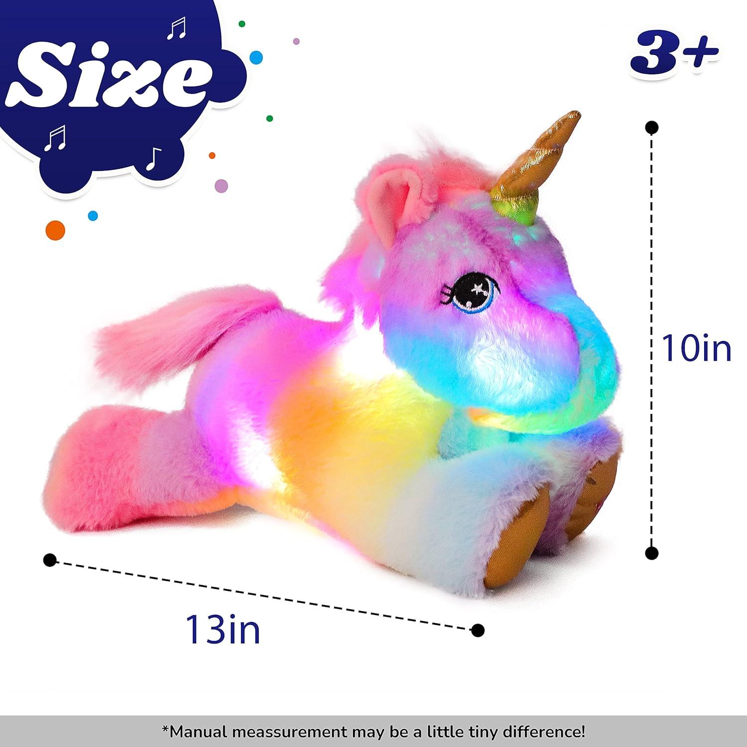 Peluche Musical Cuteoy Unicornio Rosa LED 33 cm Luz y Canciones