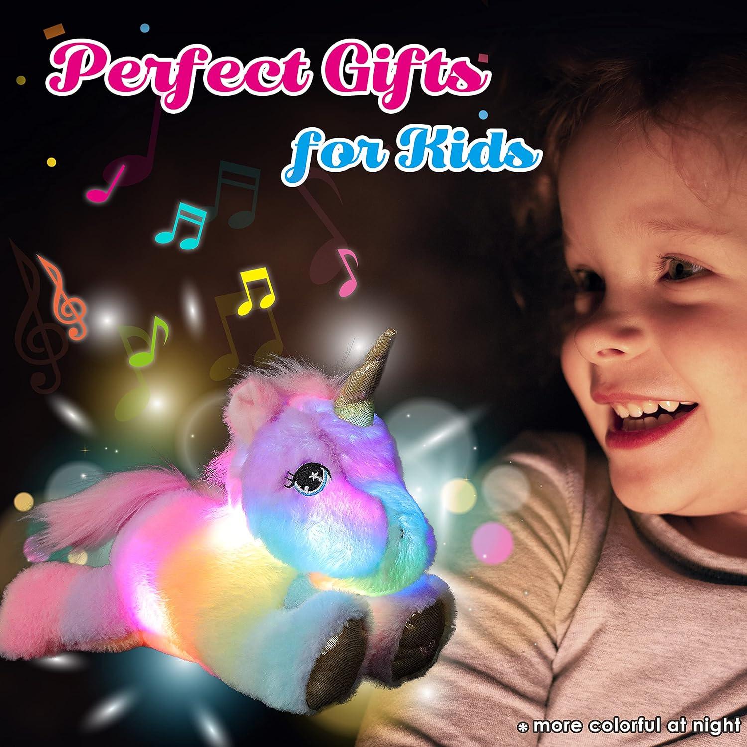 Peluche Musical Cuteoy Unicornio Rosa LED 33 cm Luz y Canciones