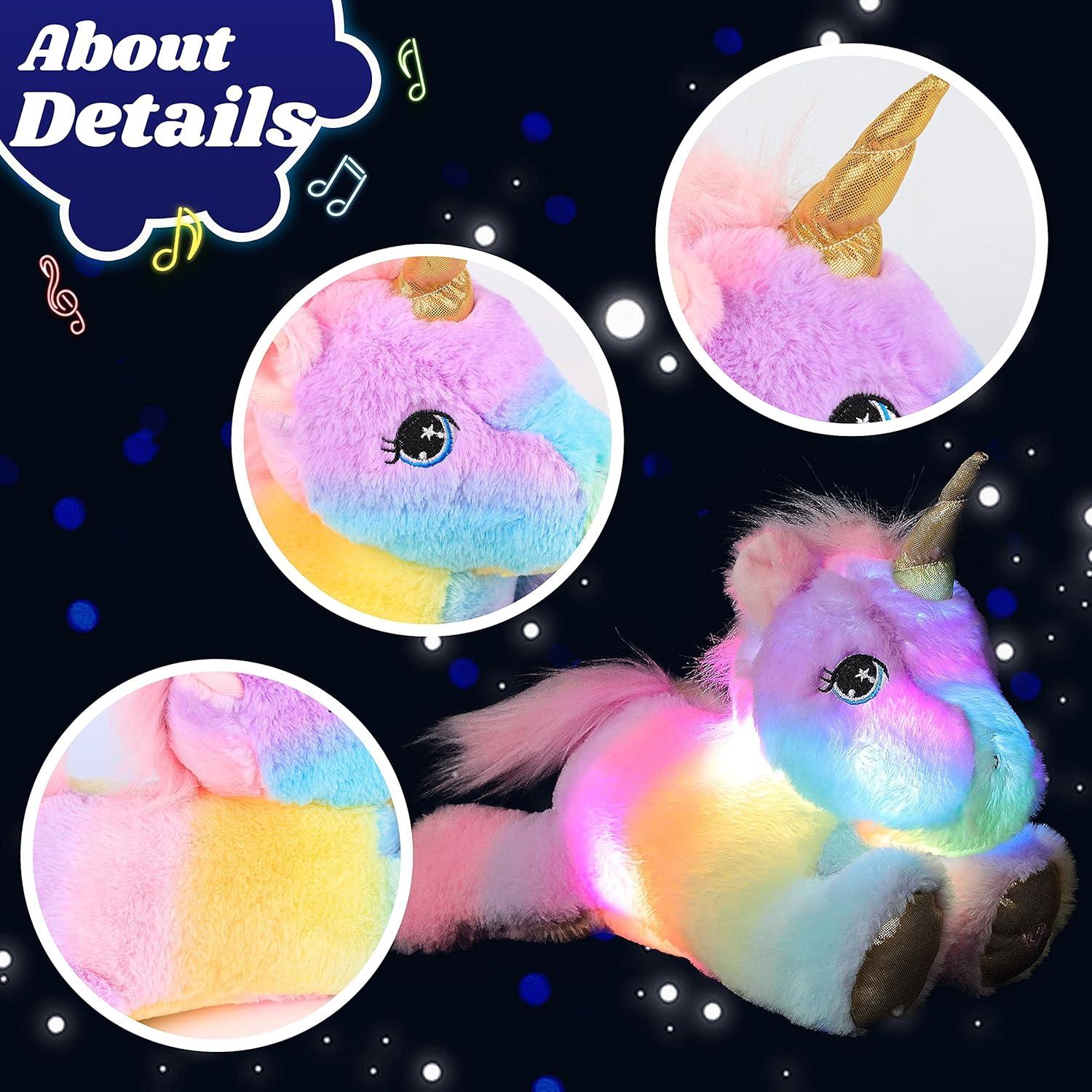 Peluche Musical Cuteoy Unicornio Rosa LED 33 cm Luz y Canciones