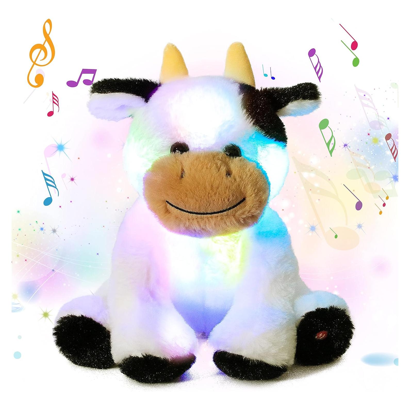 Peluche Musical Cuteoy Vaca LED 25 cm Luz y Canciones