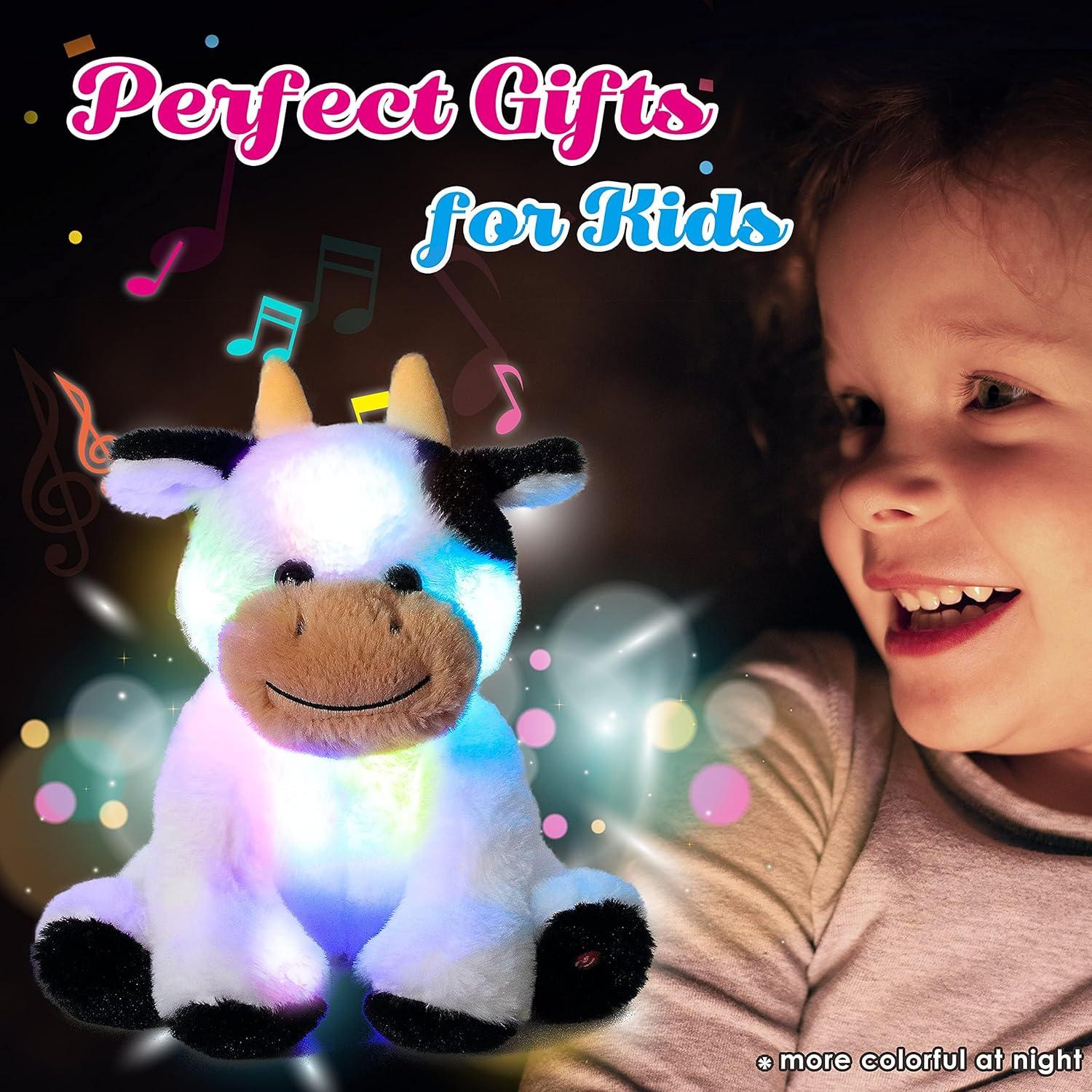 Peluche Musical Cuteoy Vaca LED 25 cm Luz y Canciones