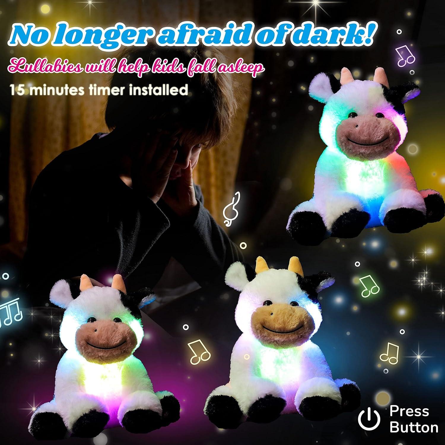 Peluche Musical Cuteoy Vaca LED 25 cm Luz y Canciones