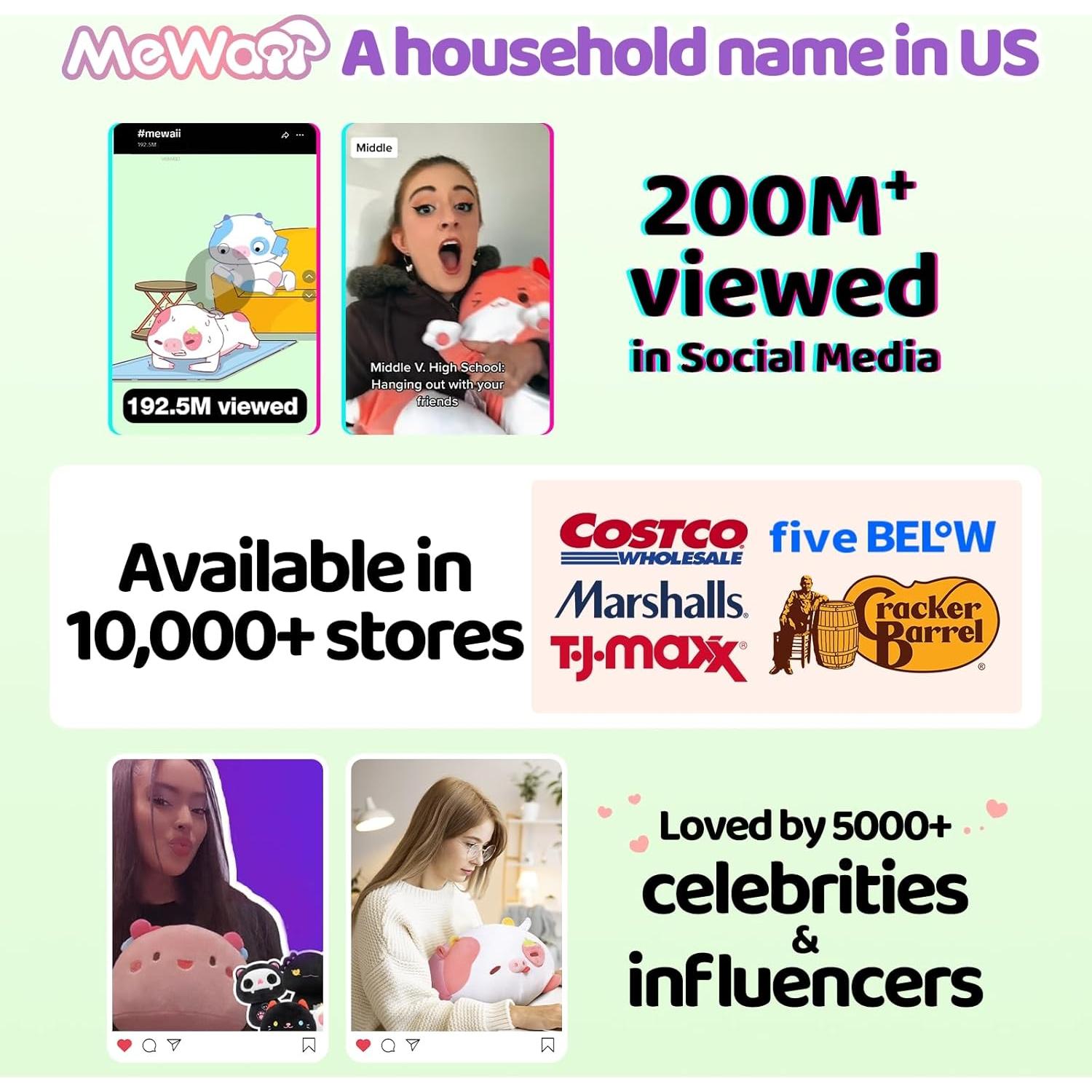 Peluche Gato Largo Mewaii 50cm Suave Almohada Corporal