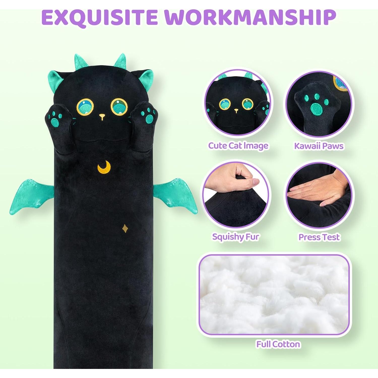 Peluche Gato Largo Mewaii 50cm Suave Almohada Corporal