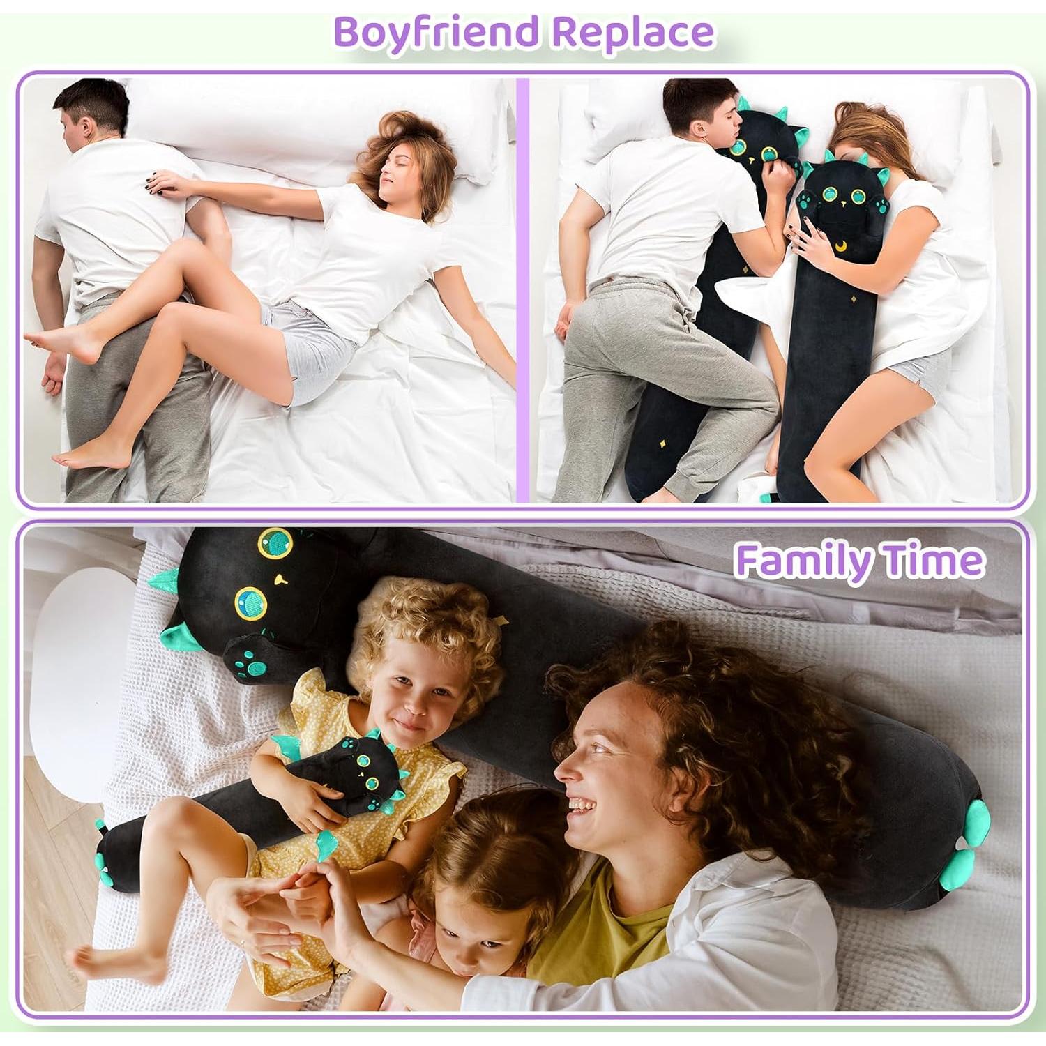 Peluche Gato Largo Mewaii 50cm Suave Almohada Corporal