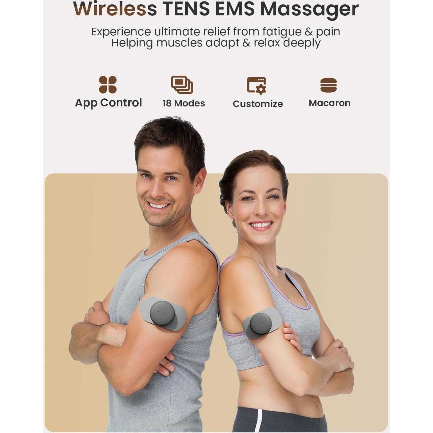 Unidad TENS Inalámbrica Mooyee M2 para Alivio Muscular 18 Modos