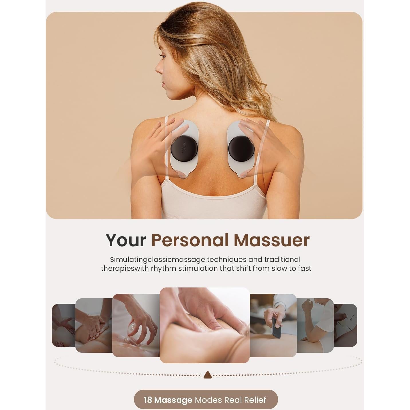 Unidad TENS Inalámbrica Mooyee M2 para Alivio Muscular 18 Modos