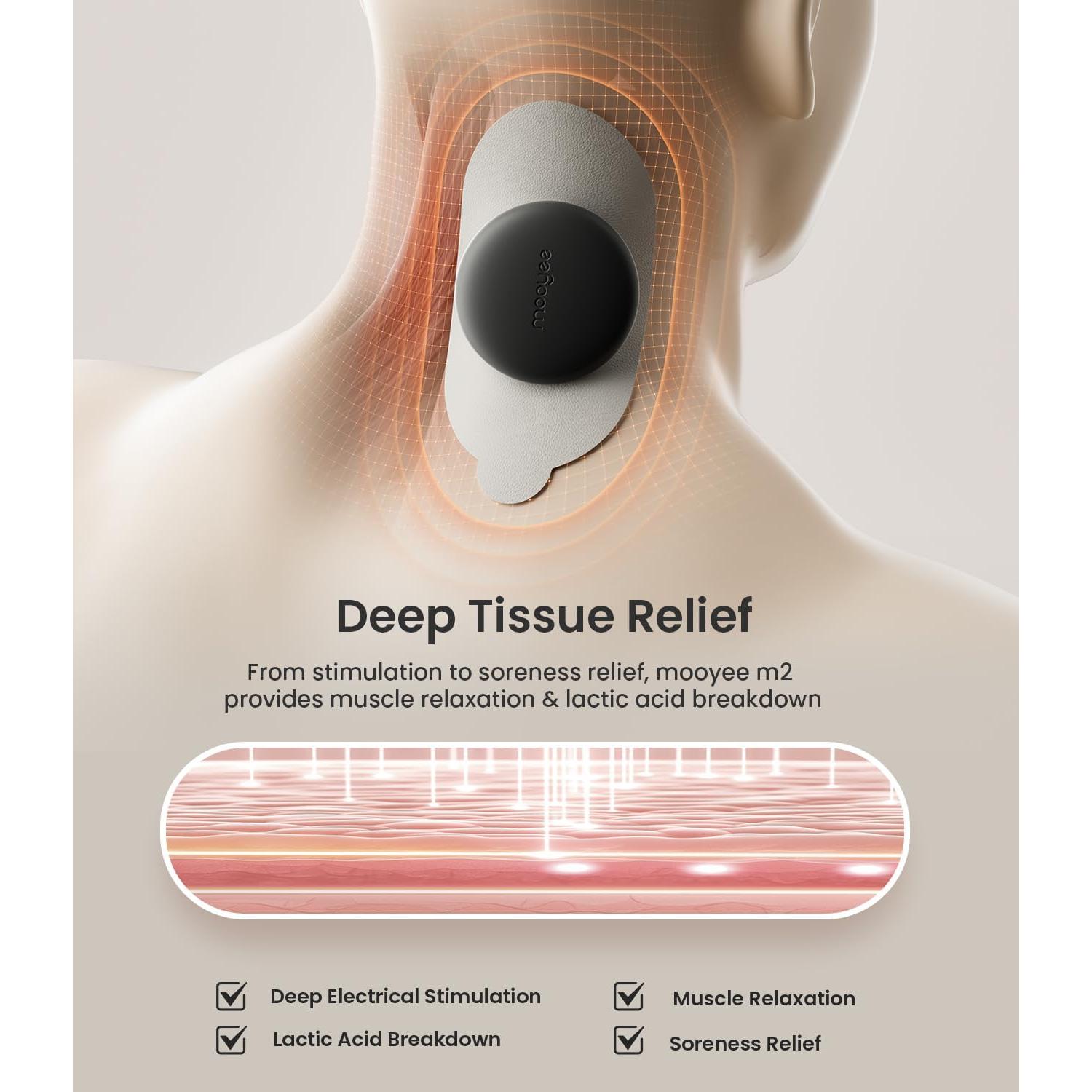 Unidad TENS Inalámbrica Mooyee M2 para Alivio Muscular 18 Modos