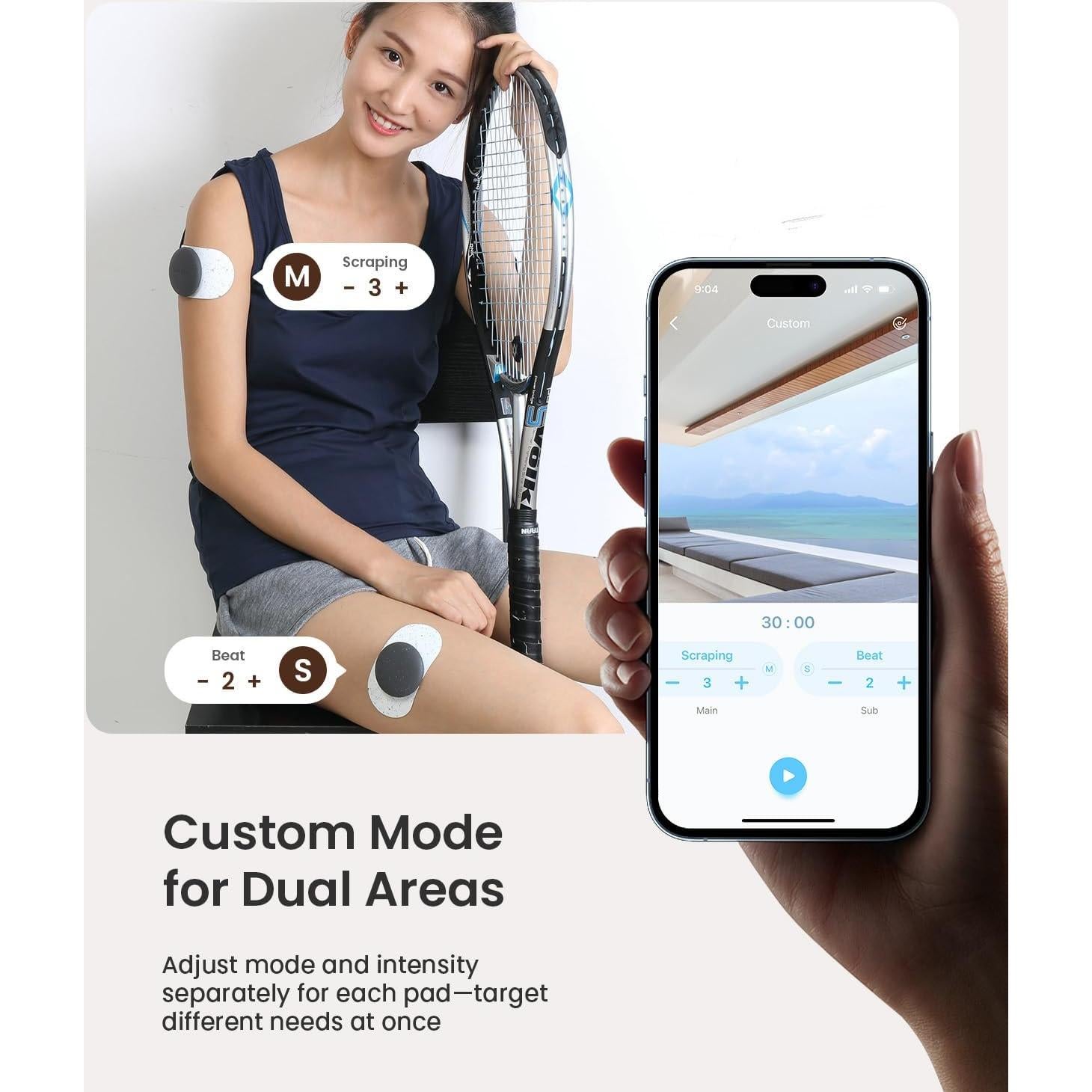 Unidad TENS Inalámbrica Mooyee M2 para Alivio Muscular 18 Modos