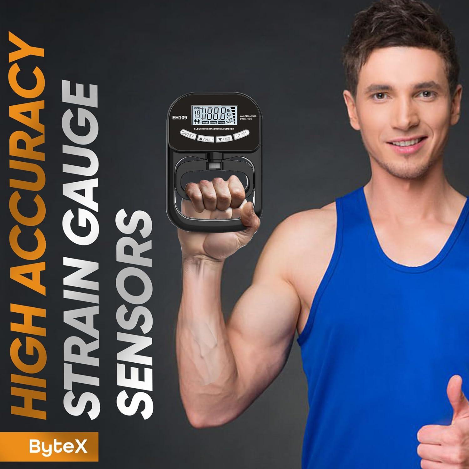 Entrenador de Fuerza de Agarre ByteX - Medidor Digital 120 kg