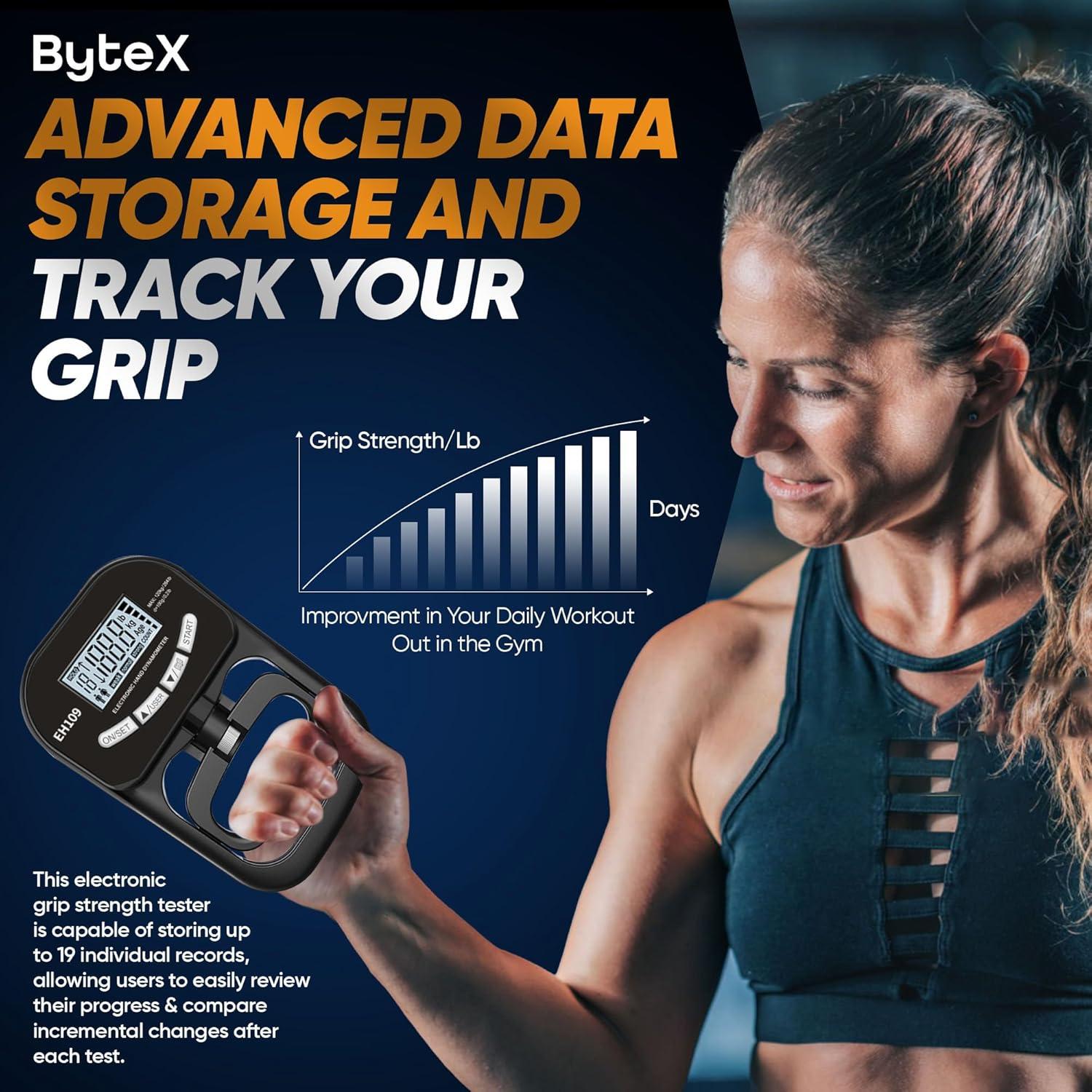 Entrenador de Fuerza de Agarre ByteX - Medidor Digital 120 kg