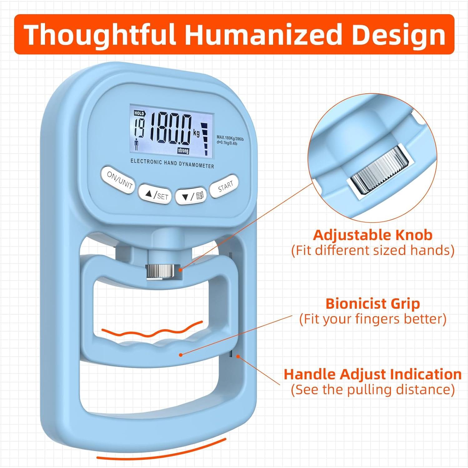 Dinamómetro de Mano Electrónico Inaepeak 180kg Ajustable